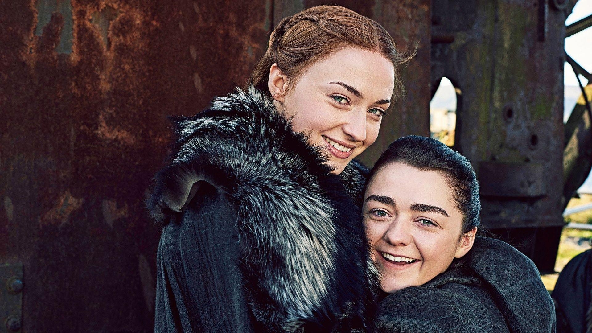 Sansa Stark, Arya Stark, Game of Thrones, Stark Familie, Lächeln, 1920x1080 Full HD Desktop