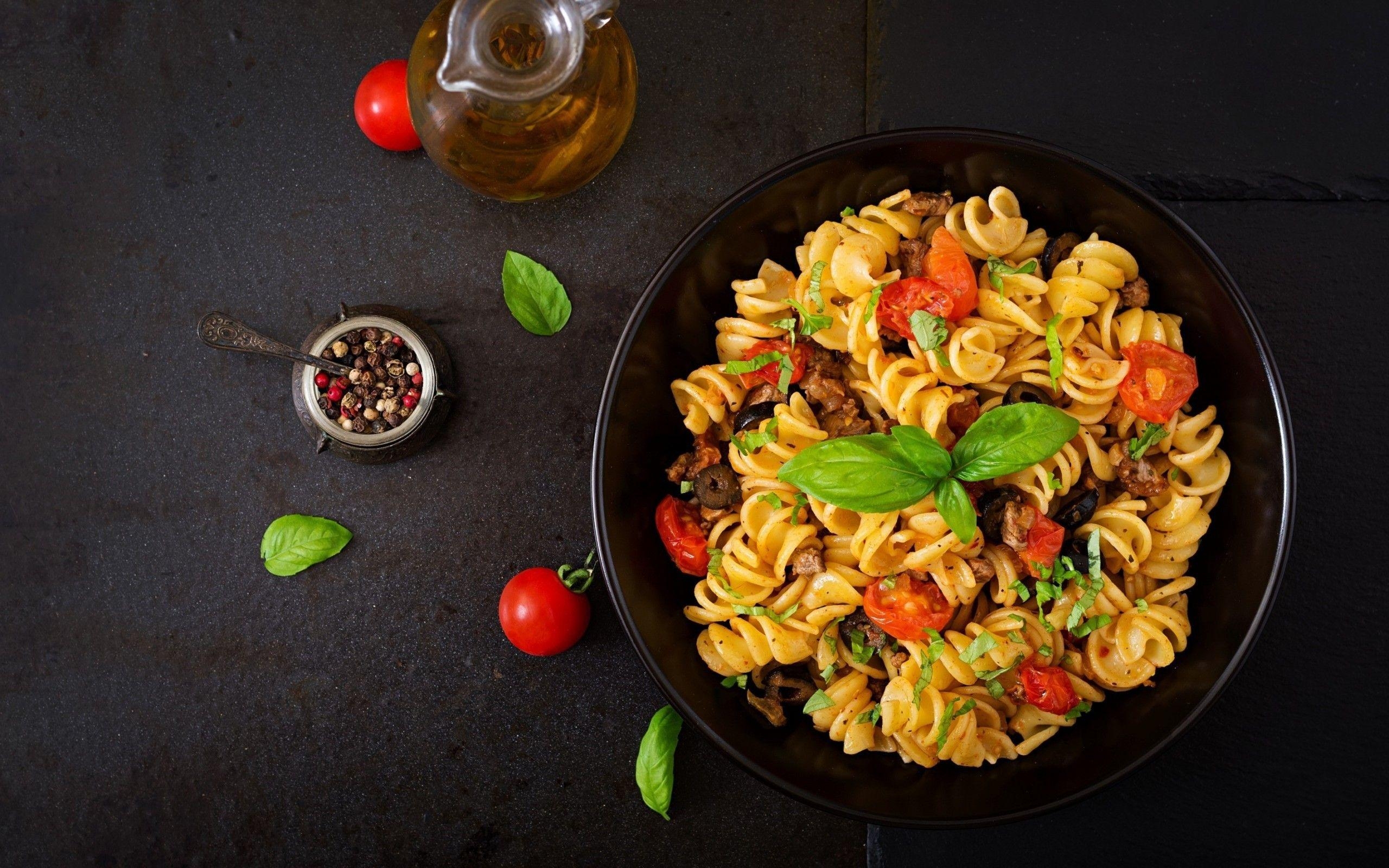 Pasta, Gemüse, Draufsicht, Italienisch, Essen, 2560x1600 HD Desktop