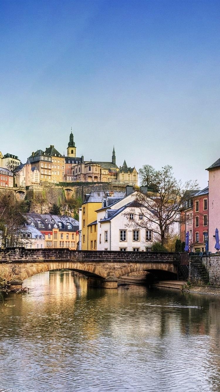 Luxemburg, Häuser, Fluss, Brücke, 2560x1600, 750x1340 HD Handy