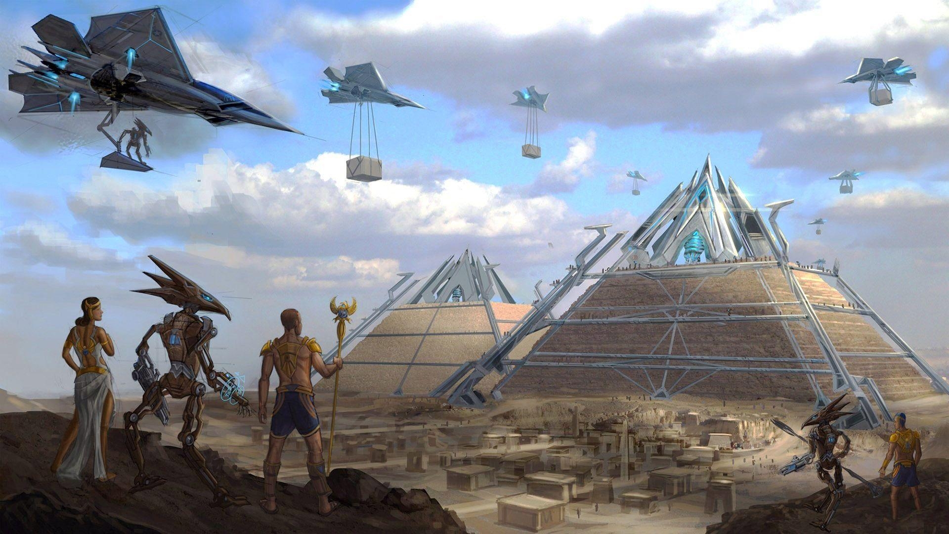 Sci-Fi Ägypten, Tapete, Digital, Futuristisch, Kunst, 1920x1080 Full HD Desktop