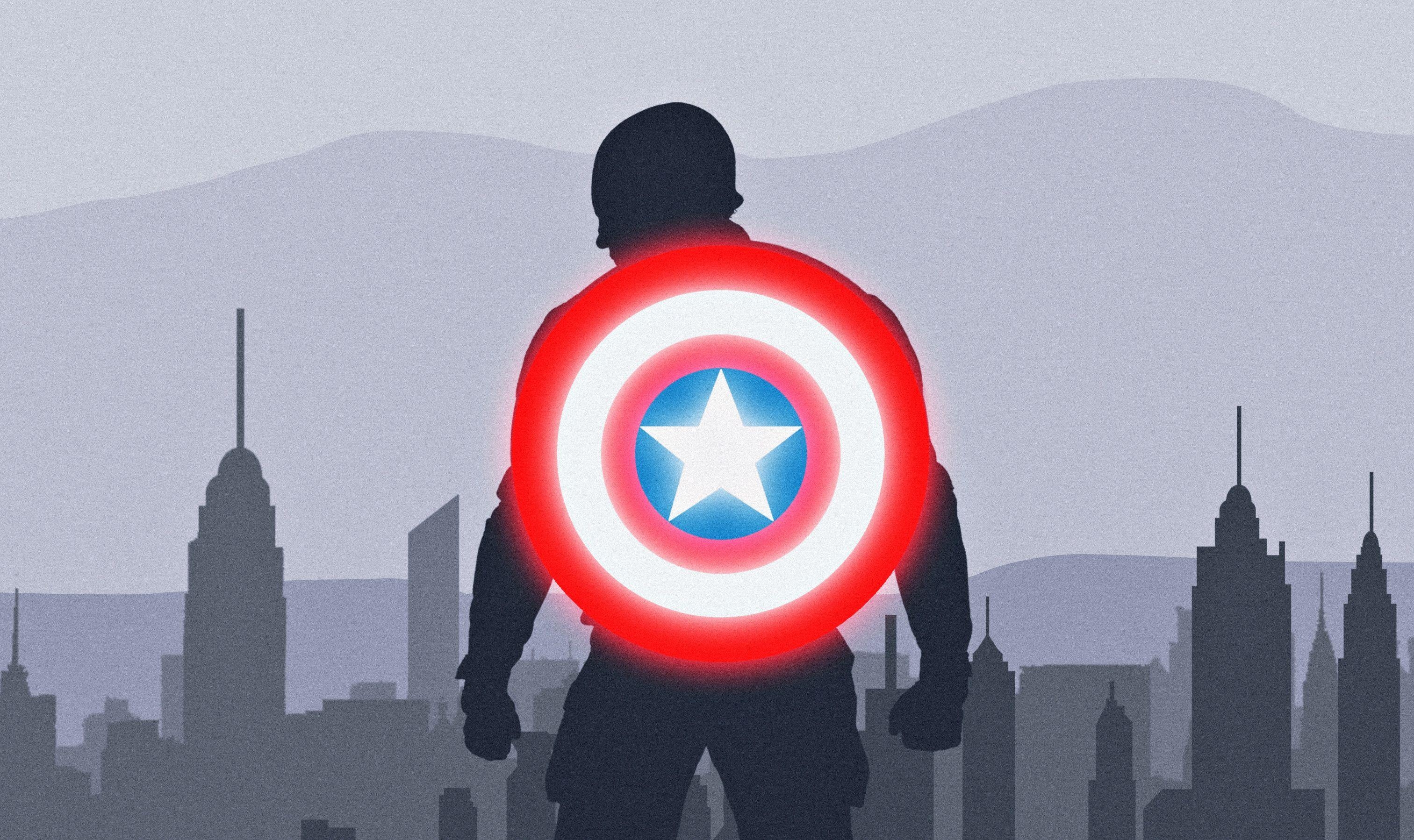 Captain America, Schild, Artwork, 2048x1152, 4K, 3030x1800 HD Desktop