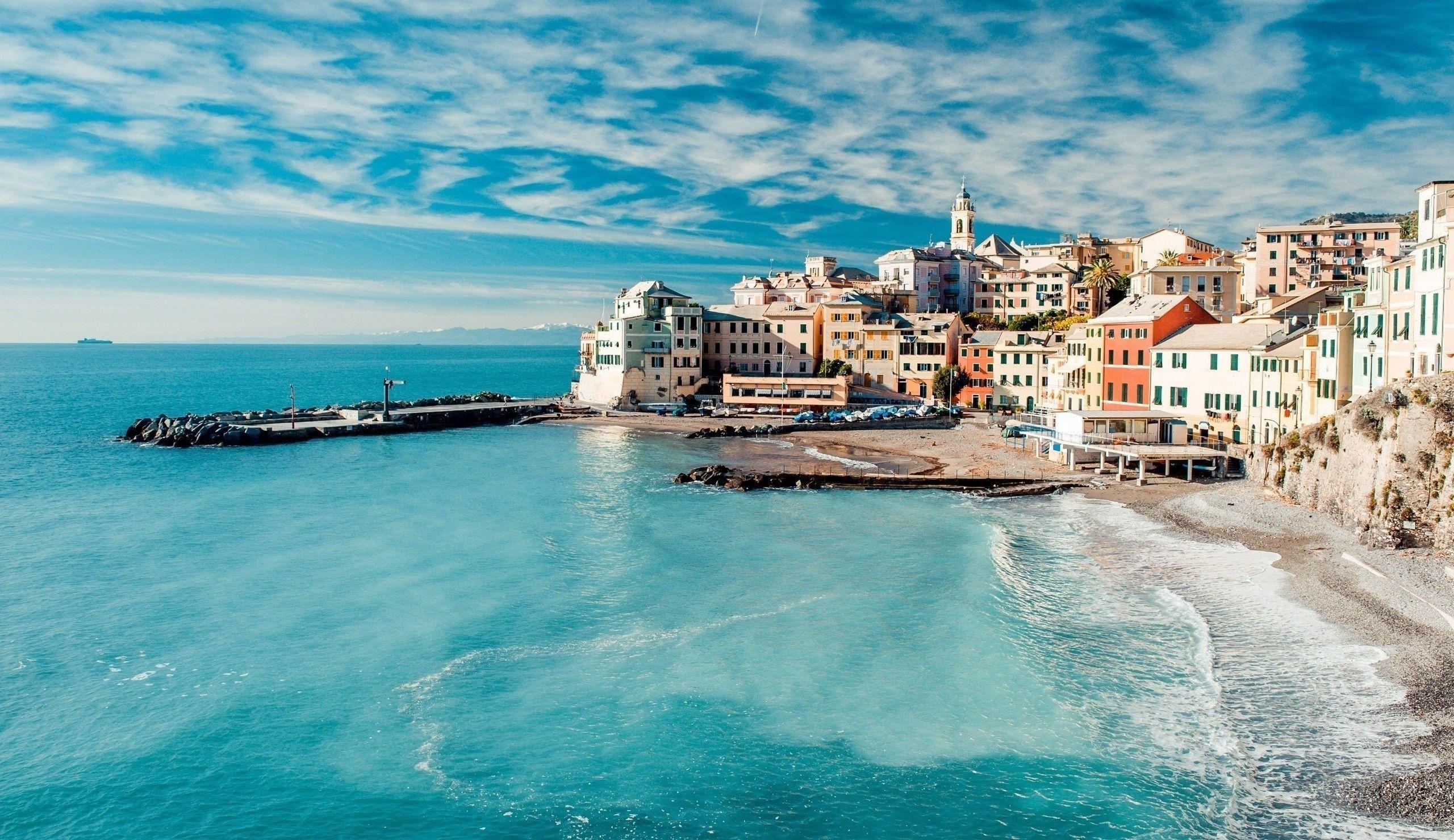 Italienische Strände, Gebäude, HD, Kalabrien, Meer, 2560x1480 HD Desktop