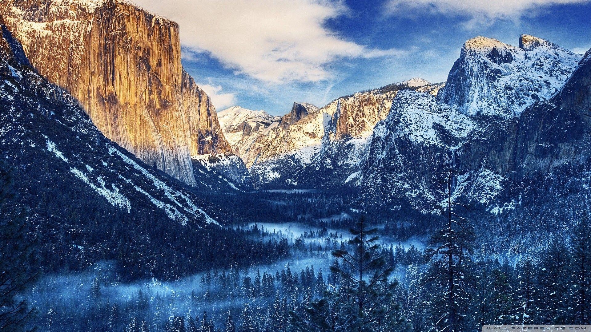 Schnee, Natur, Berge, Yosemite, Nationalpark, 1920x1080 Full HD Desktop