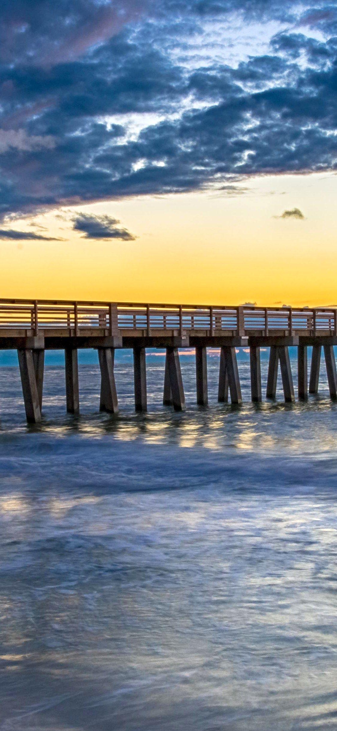 Sonnenuntergang, Neapels Pier, Florida, iPhone Hintergrund, 1130x2440 HD Handy