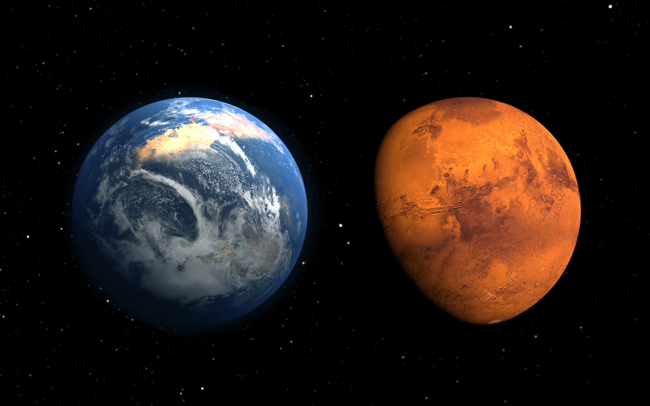 Erde, Mars, Vergleich, HD, Planeten, 2560x1600 HD Desktop