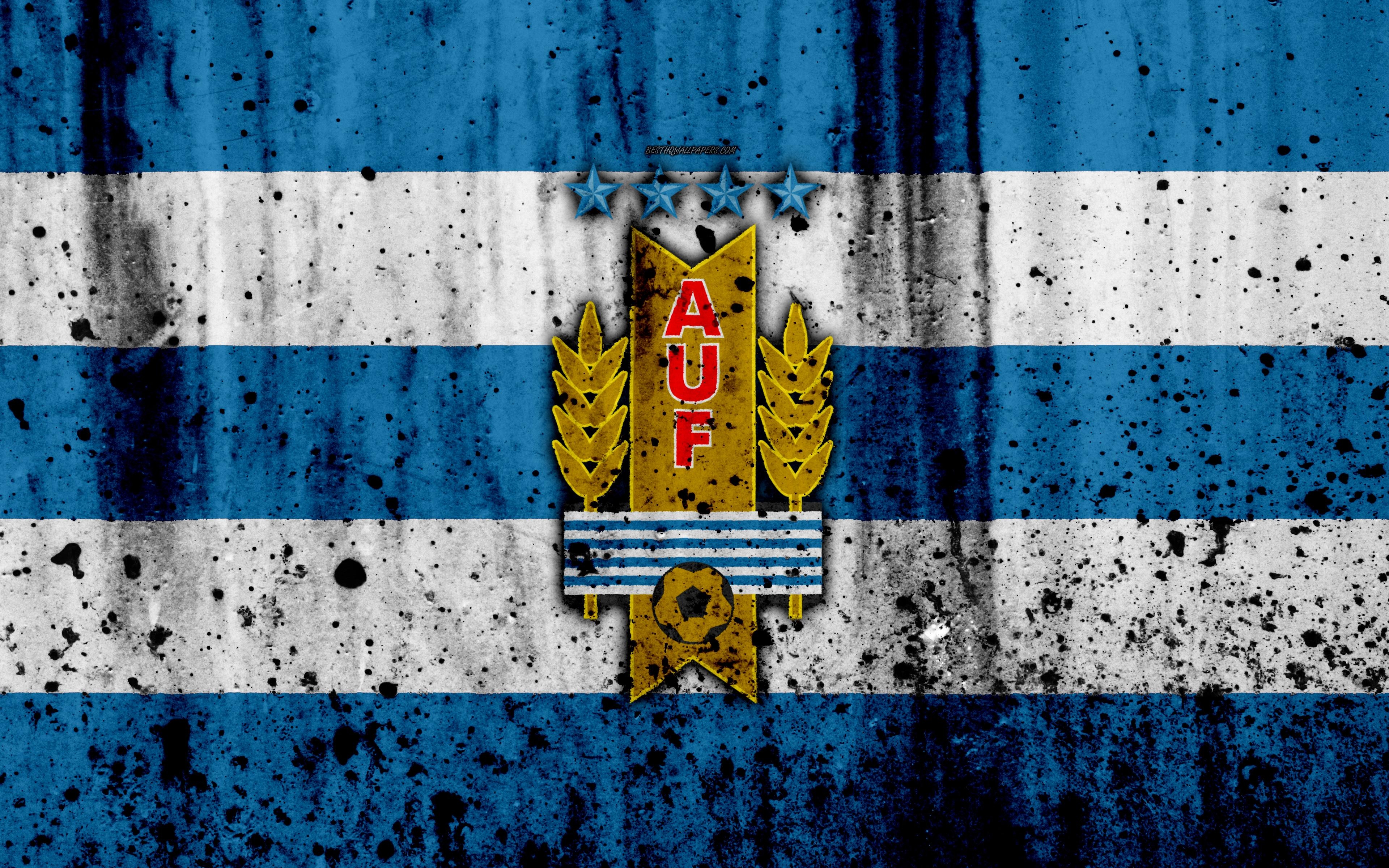 Uruguay Fußballteam, 4K Emblem, Grunge, Südamerika, 3840x2400 4K Desktop