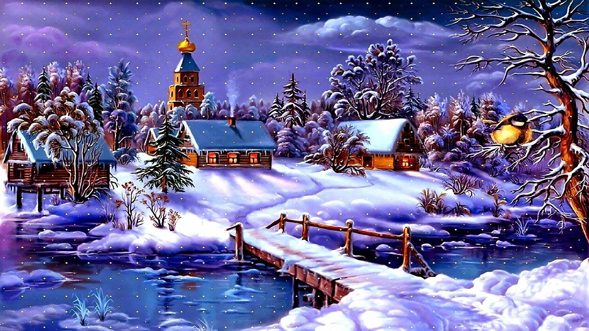 Thomas Kincade, Weihnachten, Kunst, Winter, Malerei, 1920x1080 Full HD Desktop