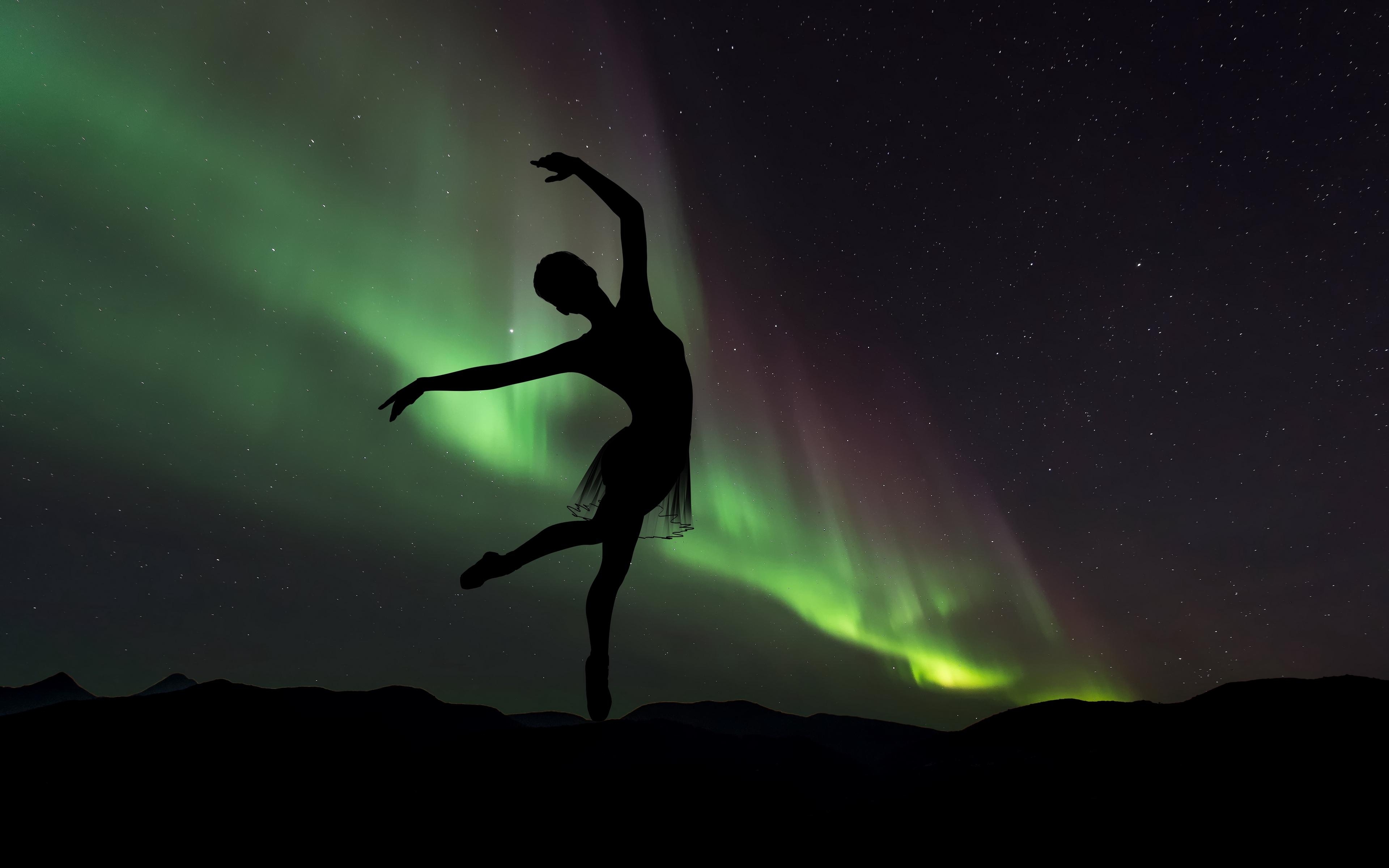 Ballerina, Silhouette, Tanz, 4K, Ästhetik, 3840x2400 4K Desktop