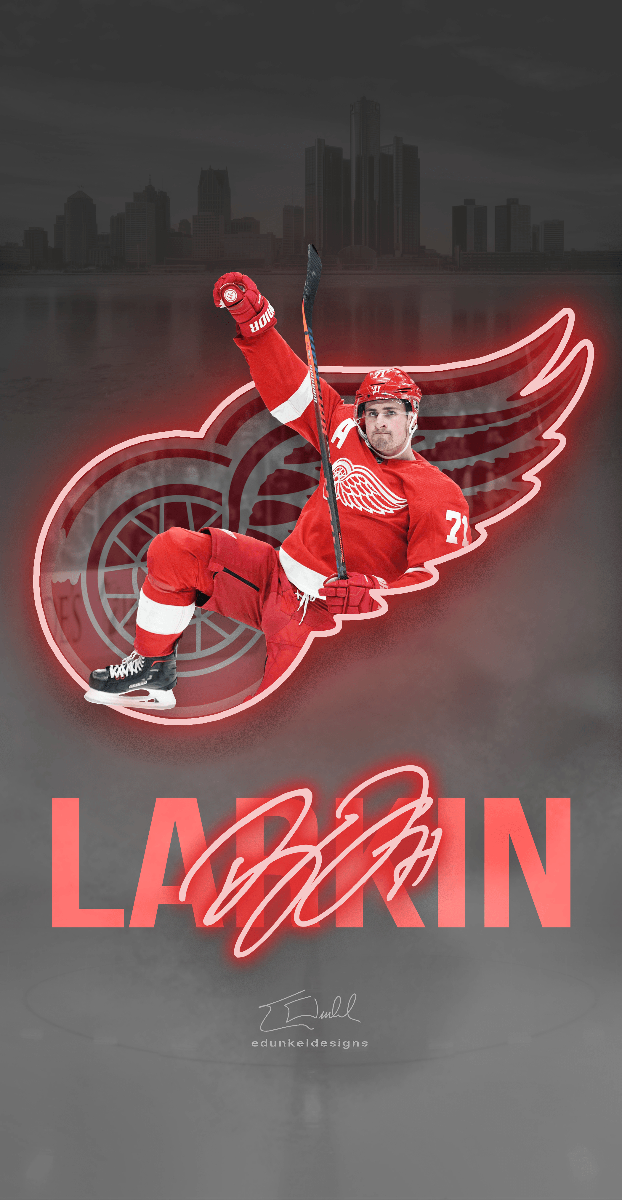 Dylan Larkin, Hintergrund, v2, Detroit Red Wings, NHL, 2100x4050 4K Handy