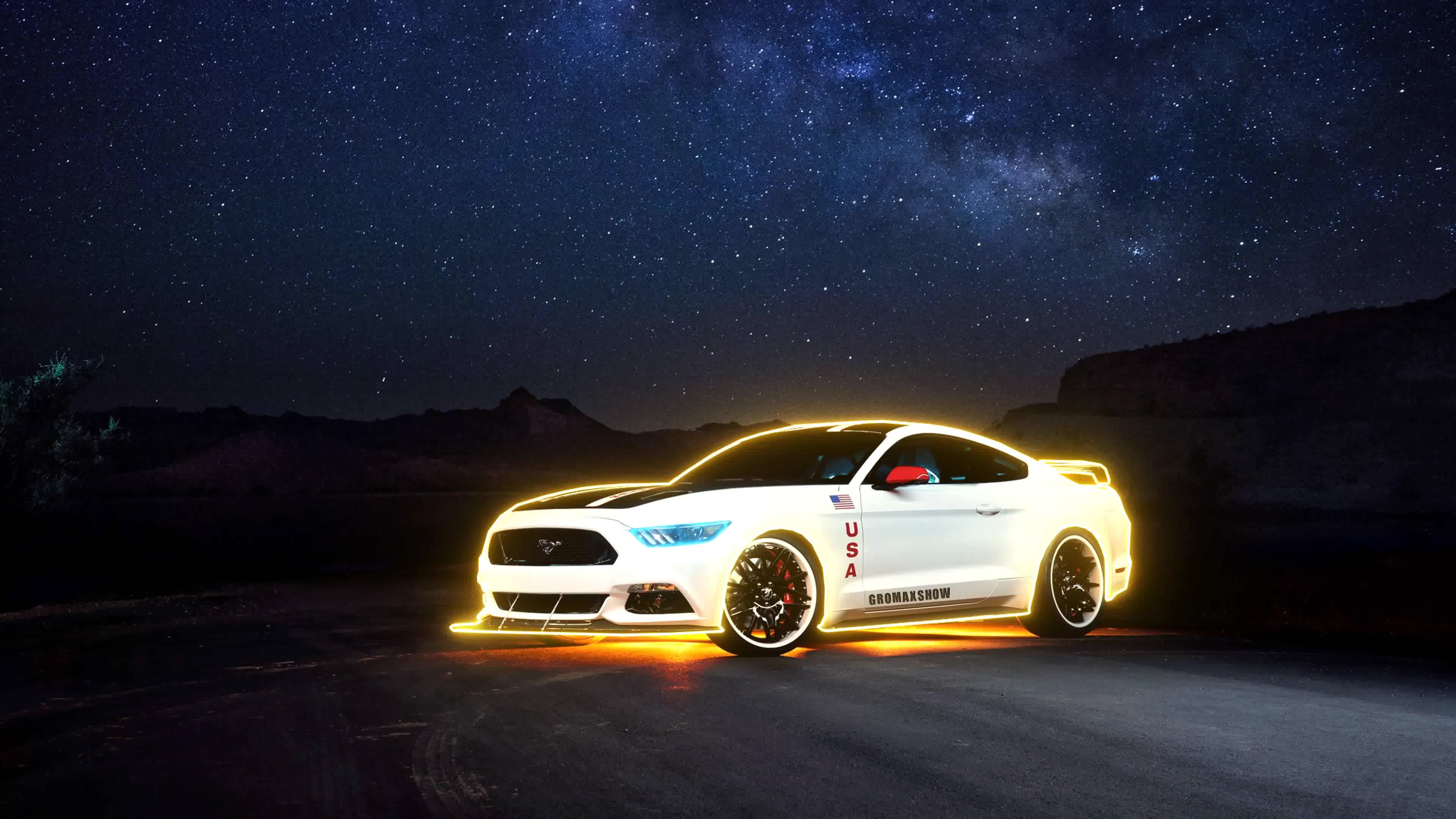 Ford Mustang, Auto, Nacht, Live, HD, 3840x2160 4K Desktop