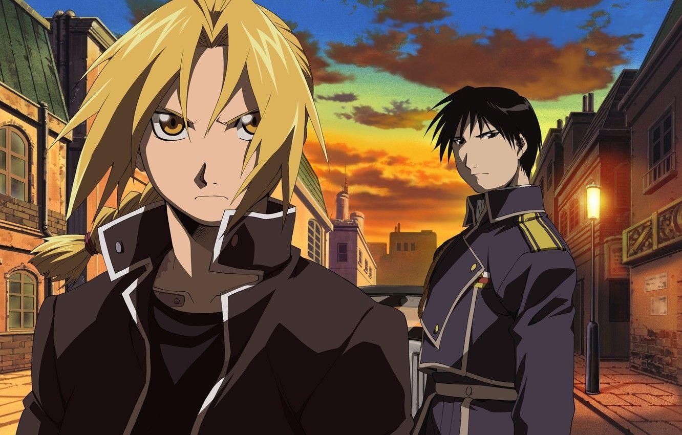 Edward Elric, Roy Mustang, Alchemist, Anime, Fullmetal, 1340x850 HD Desktop