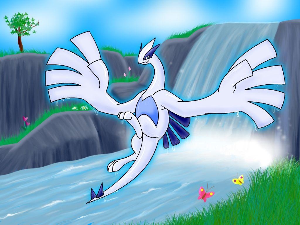 Lugia, Wasserfall, Anime, HD Hintergrund, Pokémon, 1030x770 HD Desktop