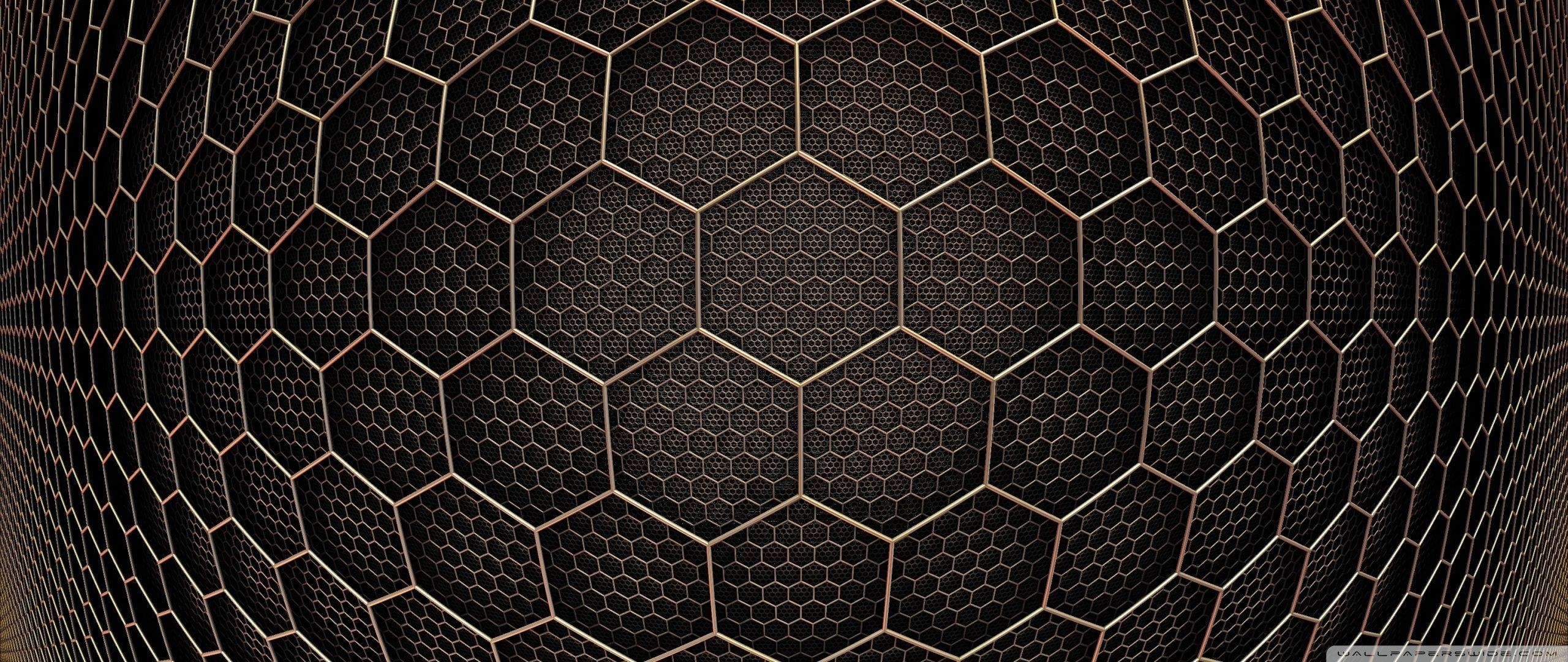 Hexagon, 4K, Geometrisch, Innenarchitektur, Design, 2560x1080 Dual Screen Desktop