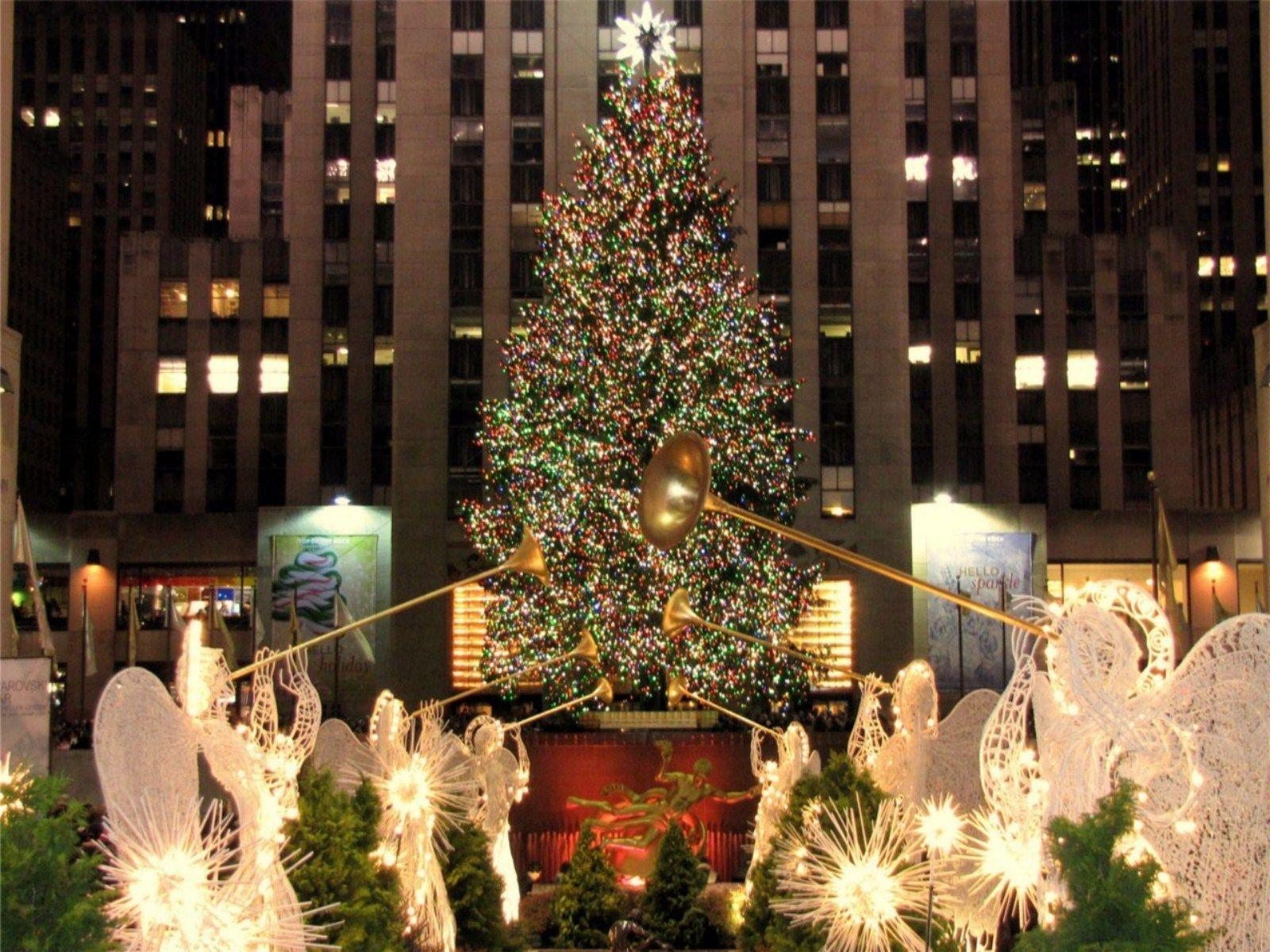 Weihnachten, Rockefeller Center, New York, Feiertage, Lichter, 1600x1200 HD Desktop