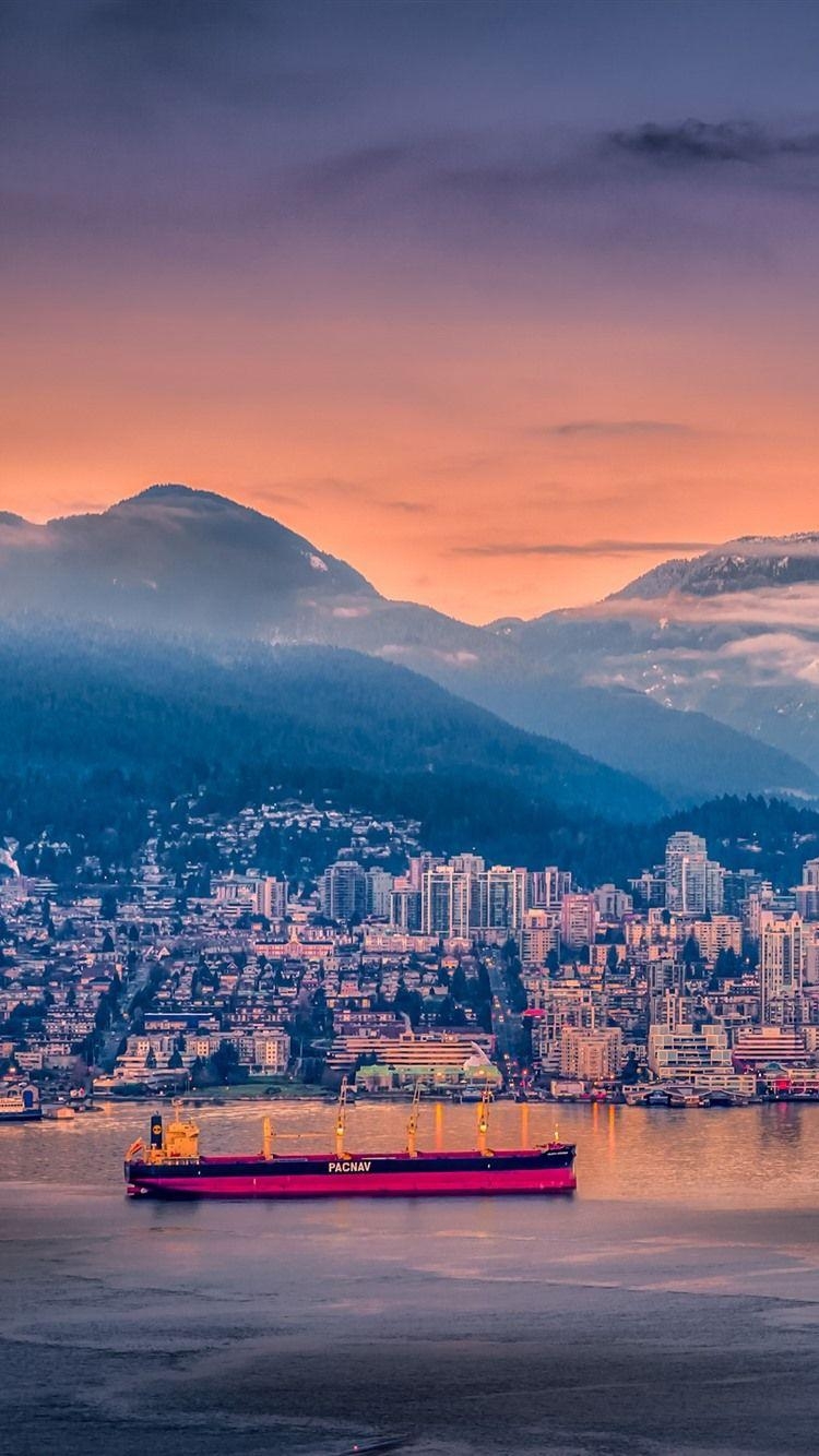 Vancouver Hafen, Stadt, Dämmerung, Lichter, Kanada, 750x1340 HD Handy