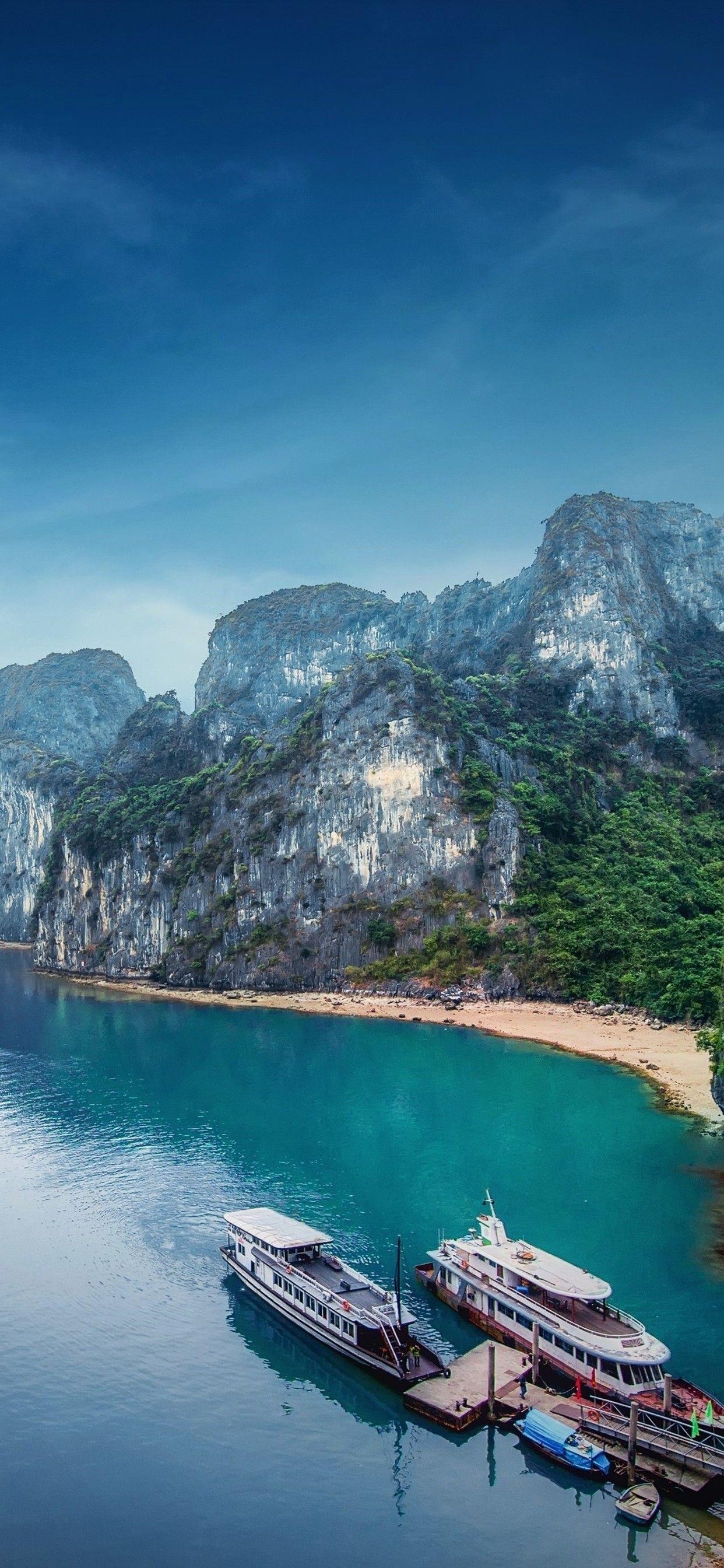 Halong Bucht, Vietnam, Bucht, Meer, Landschaft, 1250x2690 HD Handy