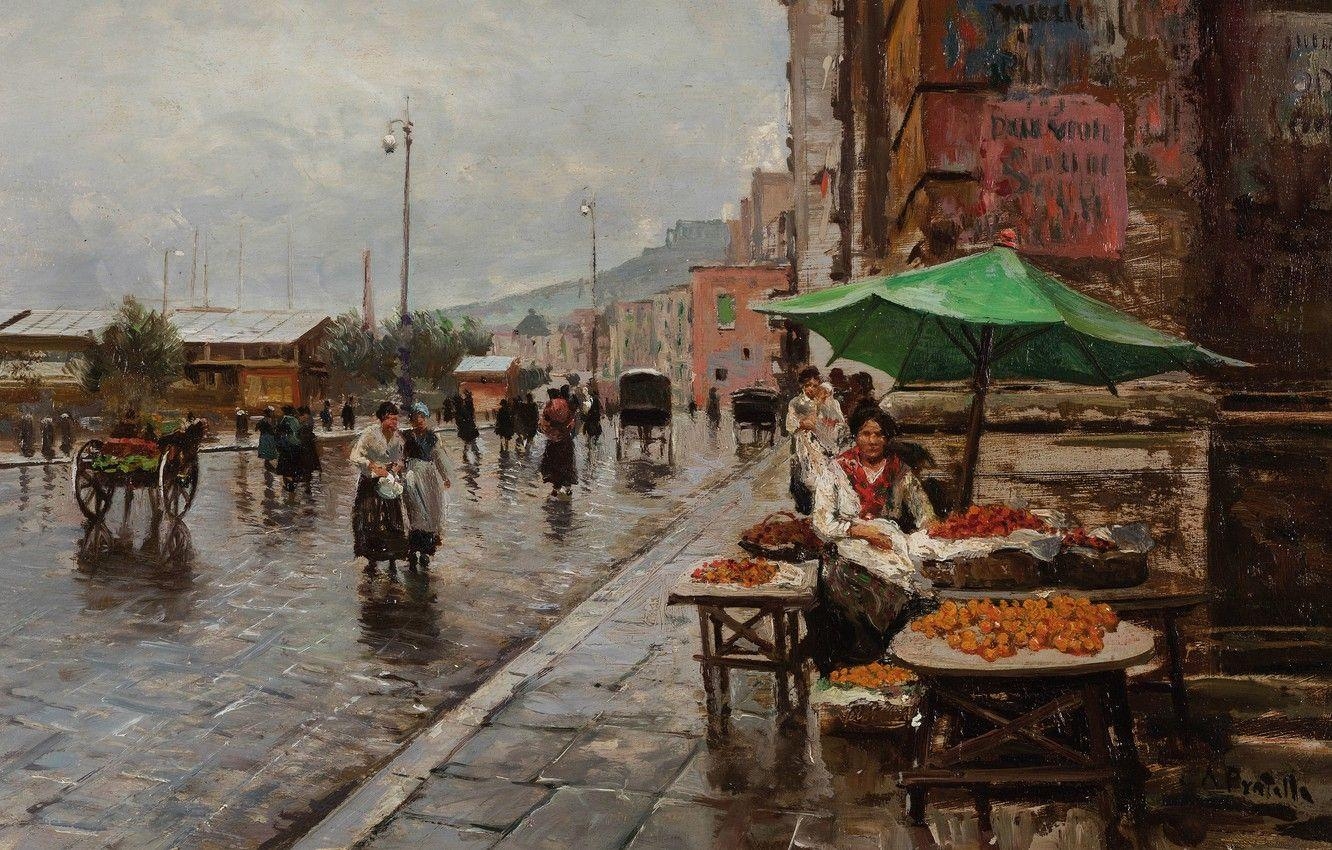 Napoli, Italien, Maler, Neapel, Kunst, 1340x850 HD Desktop