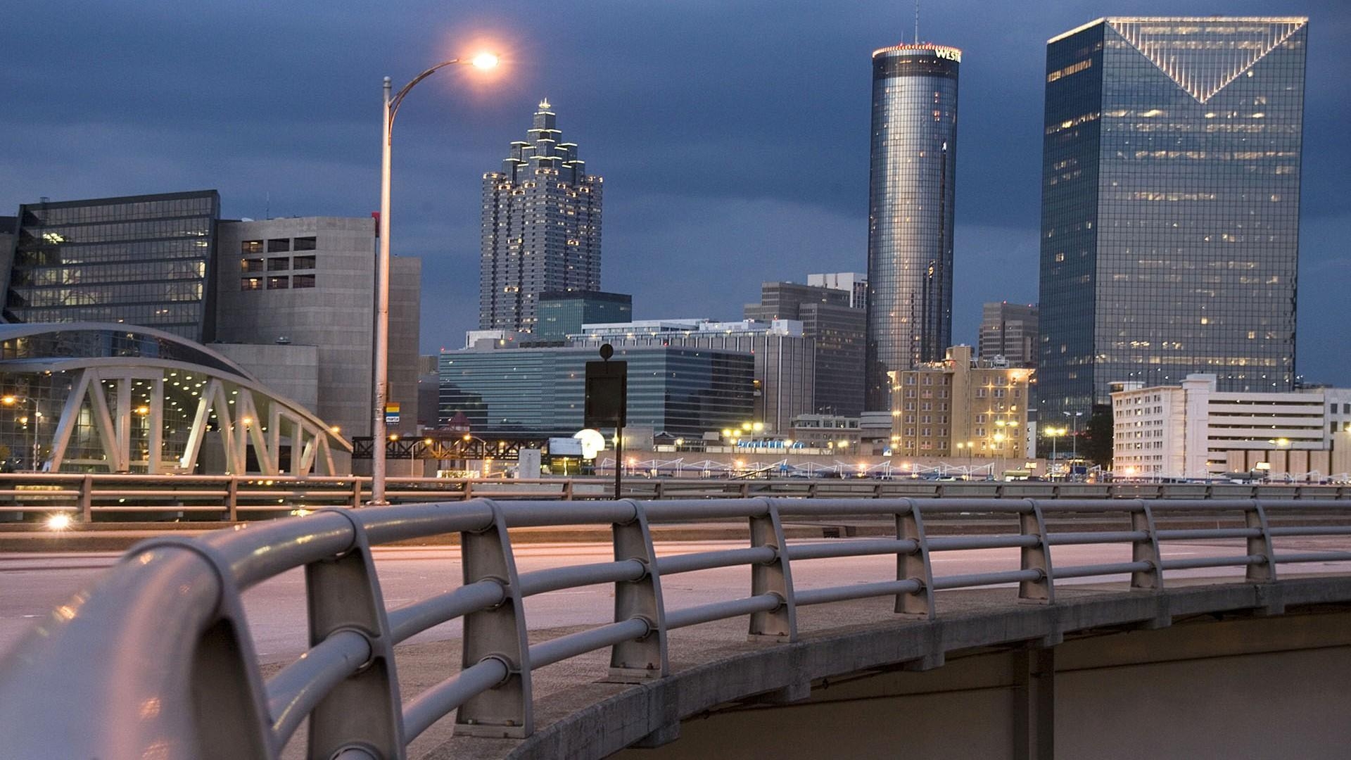 Atlanta, Skyline, HD, Stadt, Nacht, 1920x1080 Full HD Desktop