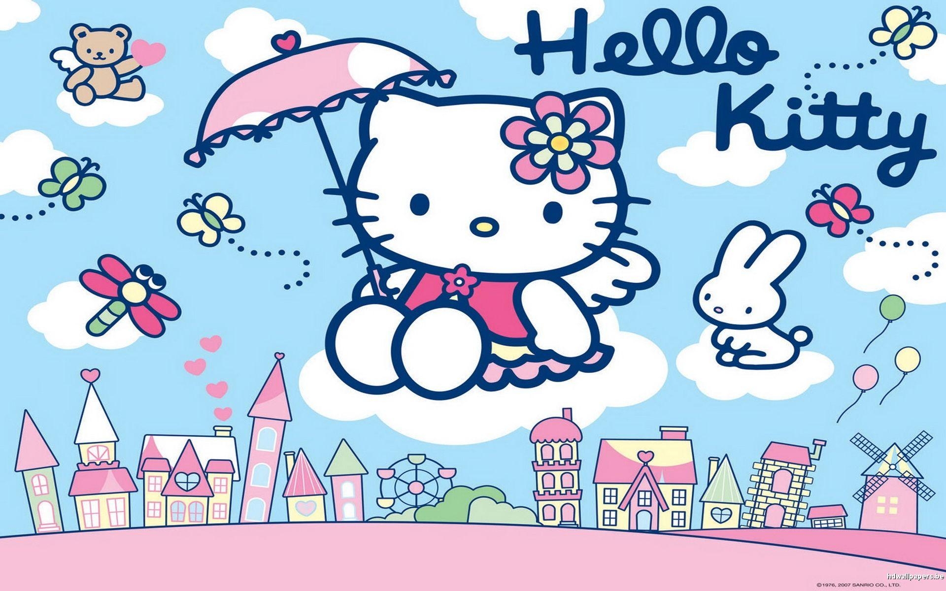 Hallo Kitty, Regen, niedlich, Natur, Farben, 1920x1200 HD Desktop