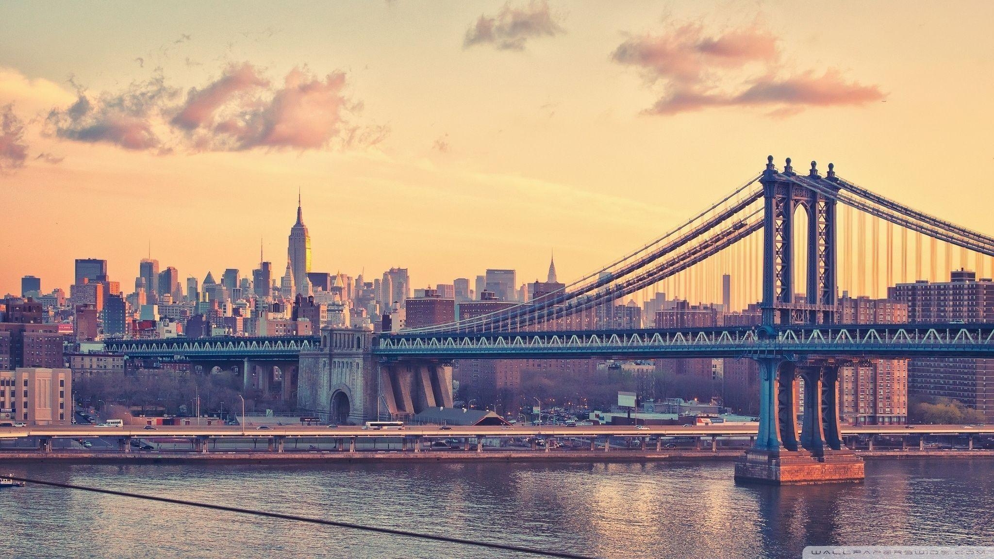 Flussbrücke, Inspirierend, New York City, Brooklyn Bridge, Sehenswürdigkeit, 2050x1160 HD Desktop