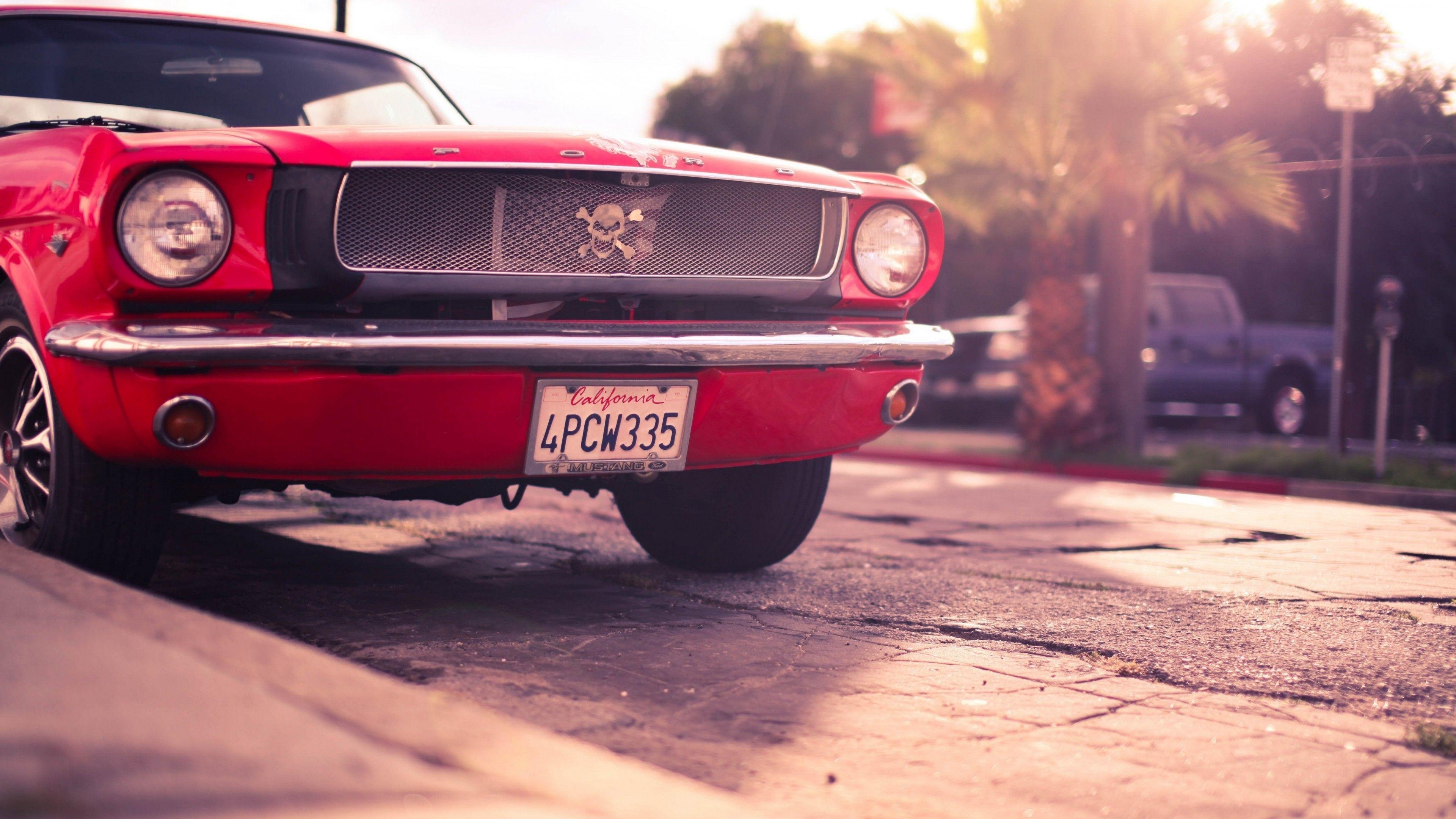 Ford Mustang, Klassisch Rot, Retro, Oldtimer, 4K, 3840x2160 4K Desktop