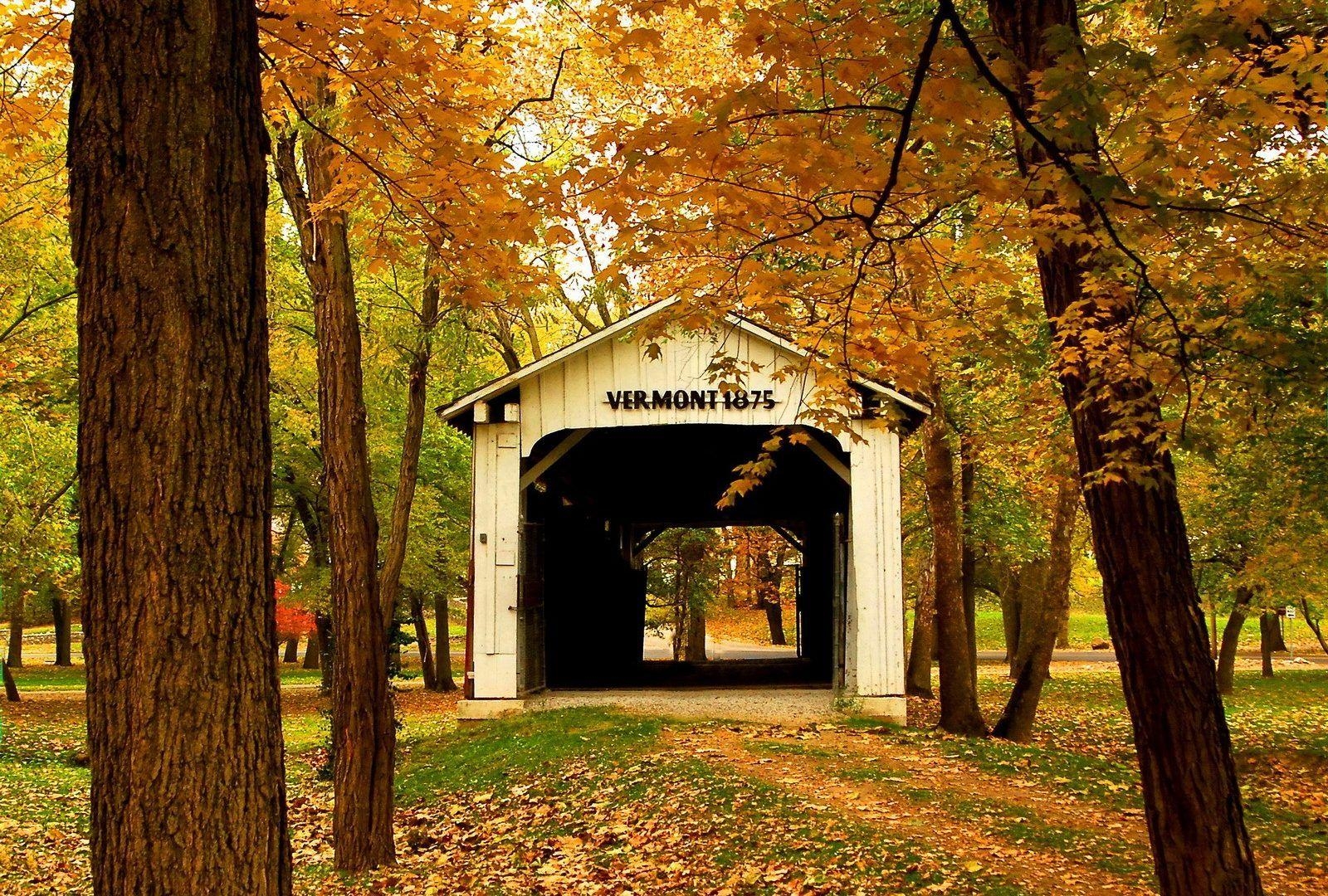 Vermont, Brücken, Park, Amerika, Wald, 1600x1080 HD Desktop