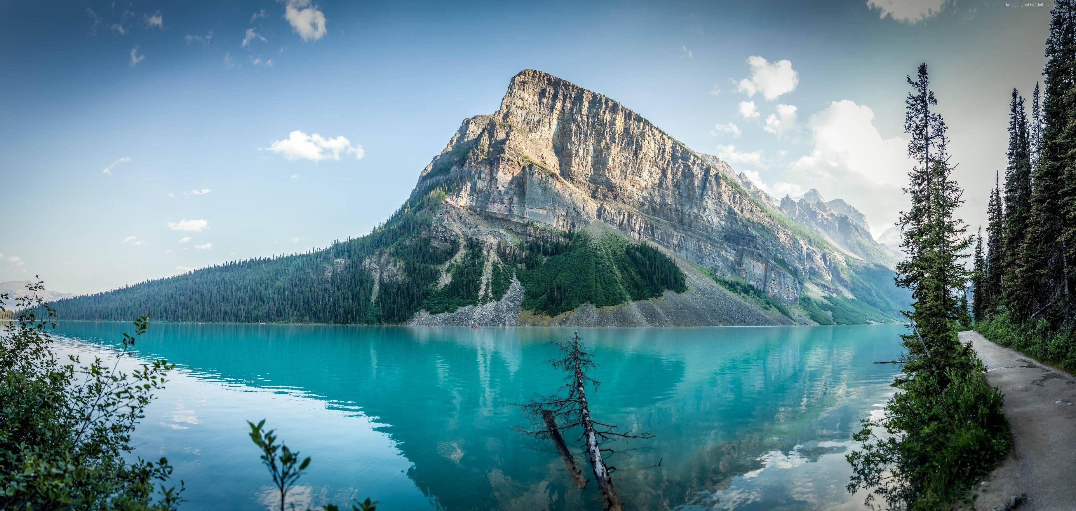 Lake Louise, Natur, Schönheit, Kanada, Atemberaubend, 3690x1760 Dual Screen Desktop