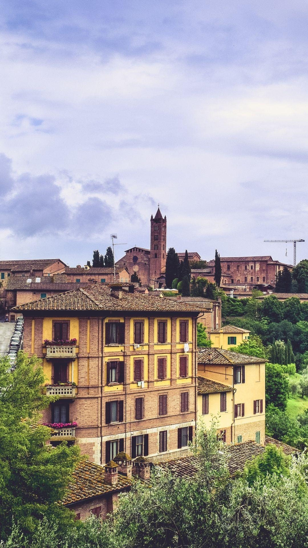 Siena, Italien, Reise, Bäume, Gebäude, 1080x1920 Full HD Handy