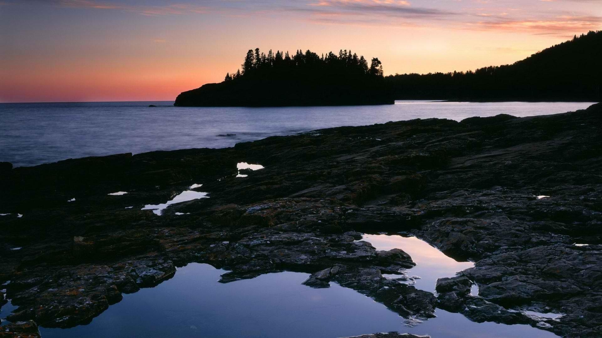 Lake Superior, Sonnenuntergang, Leuchtturm, Minnesota, Park, 1920x1080 Full HD Desktop