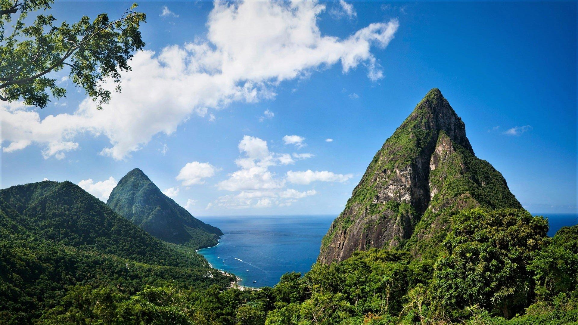 Pitons, Saint Lucia, Wallpaper, Vulkan, Landschaft, 1920x1080 Full HD Desktop