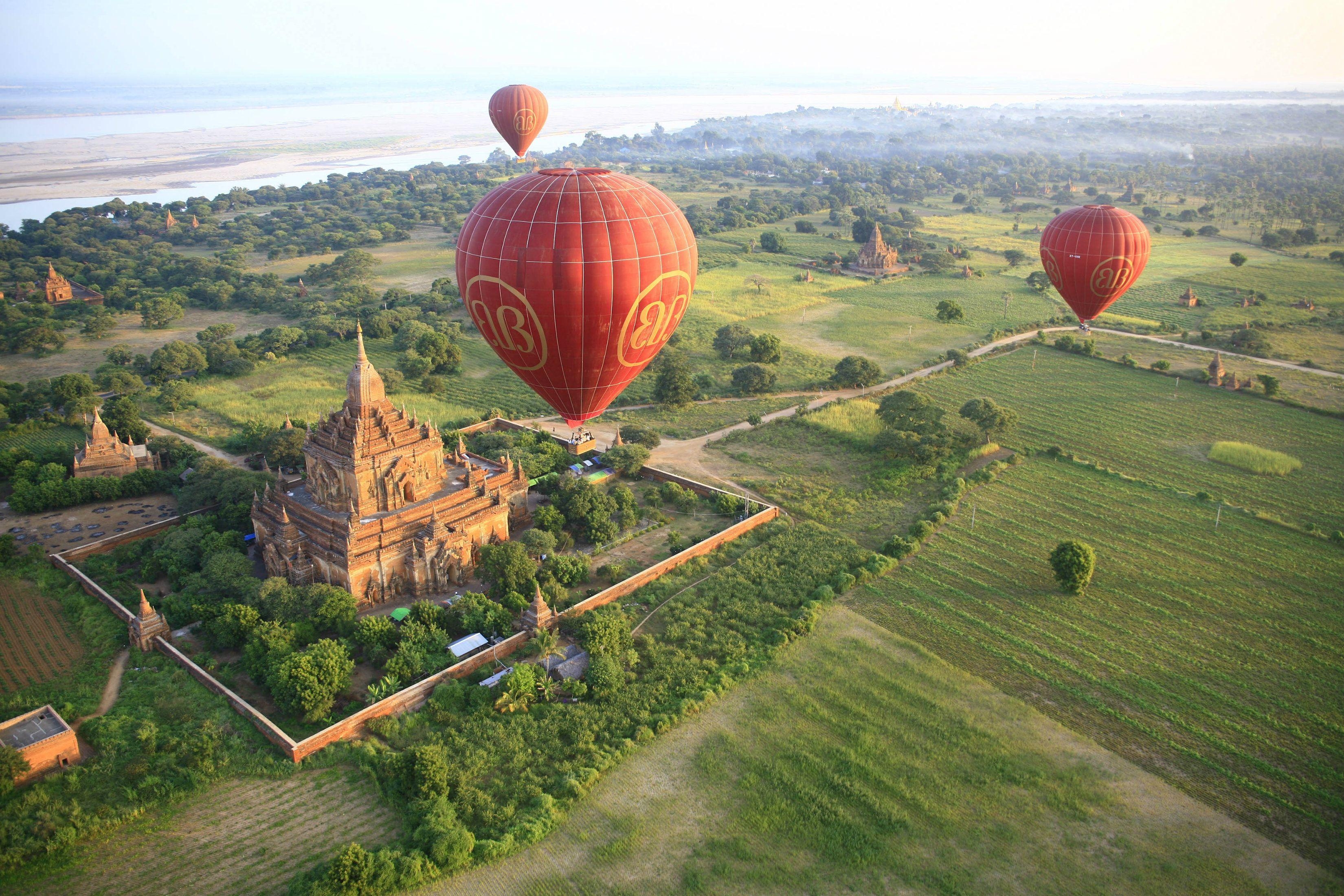 Bagan, Myanmar, Luftblick, Tempel, Landschaft, 3300x2200 HD Desktop