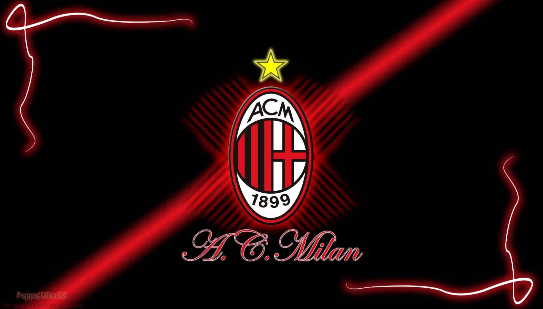 AC Milan, Logo, Schwarz, Hintergrund, Sport, 1900x1080 HD Desktop