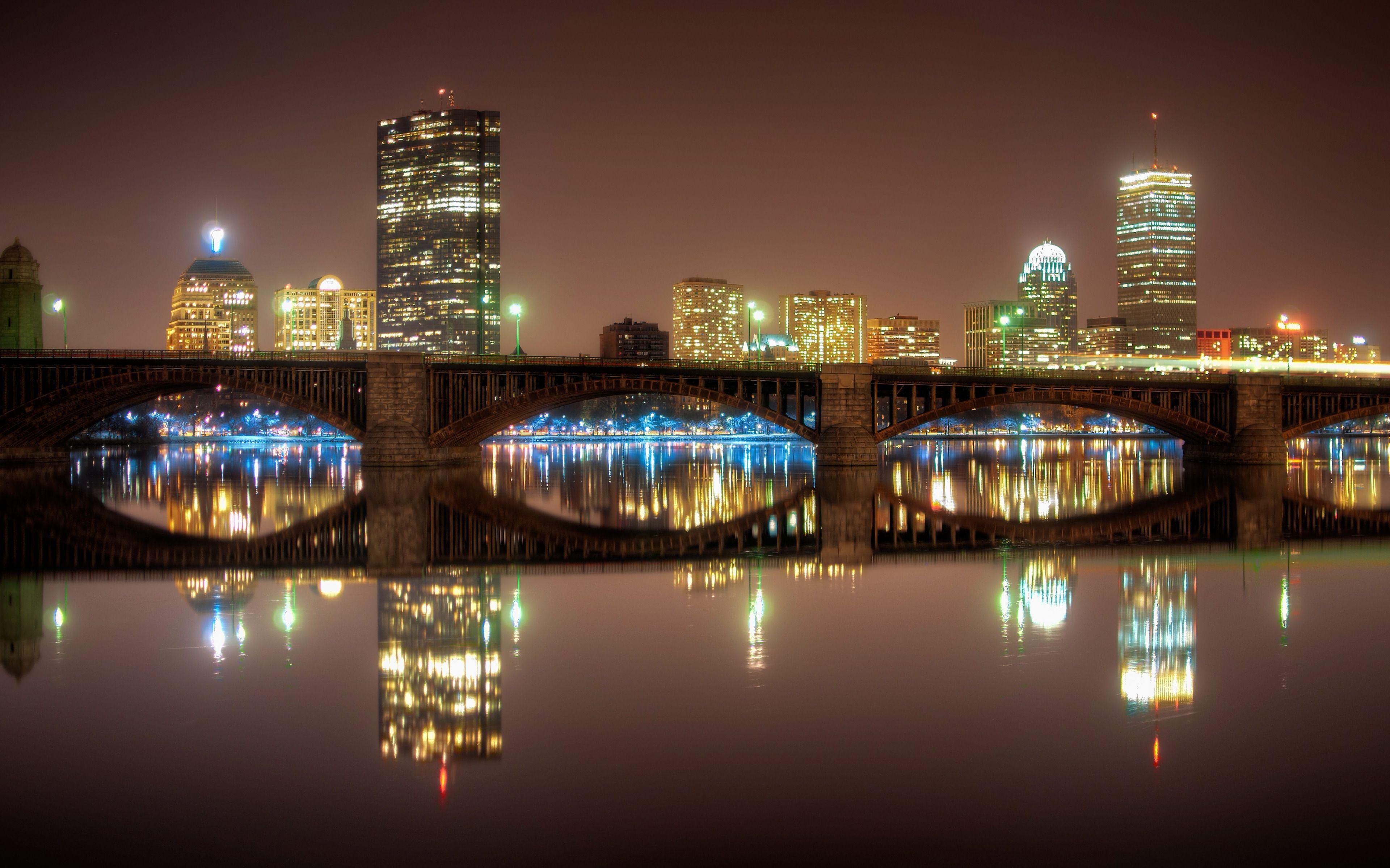 Boston, Reflexion, Charles River, Massachusetts, Stadt, 3840x2400 4K Desktop