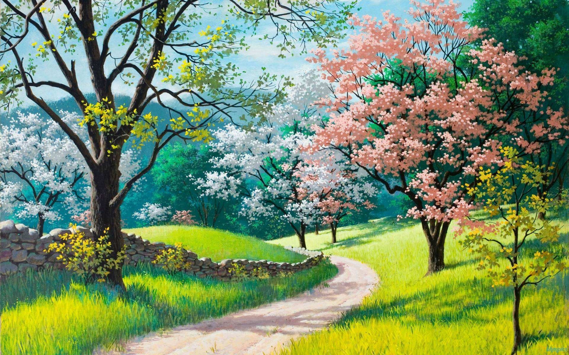 Frühling Desktop, Kostenlos, Naturverbunden, Blütenlandschaft, 1920x1200 HD Desktop