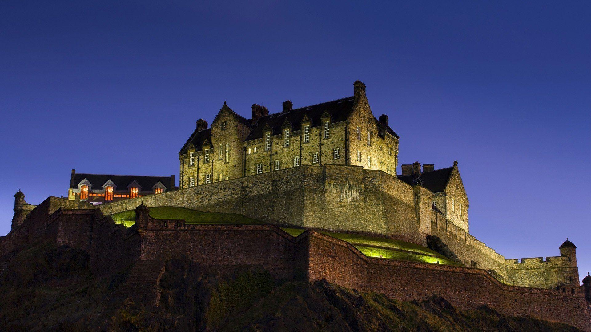 Nacht, Schottland, Edinburgh Castle, Architektur, Hintergrund, 1920x1080 Full HD Desktop