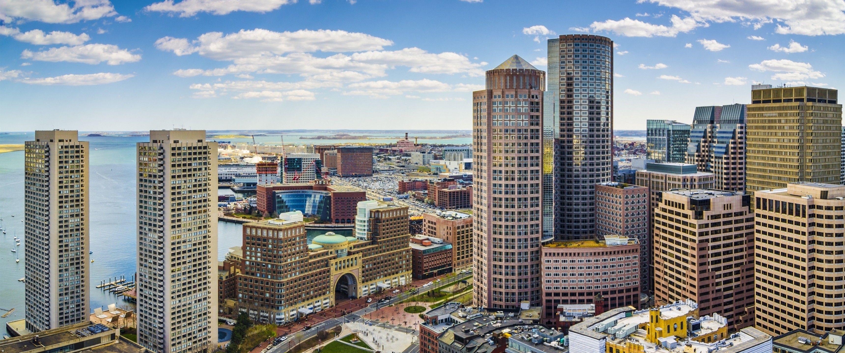 Boston, Stadtansicht, USA, Massachusetts, Architektur, 3440x1440 Dual Screen Desktop