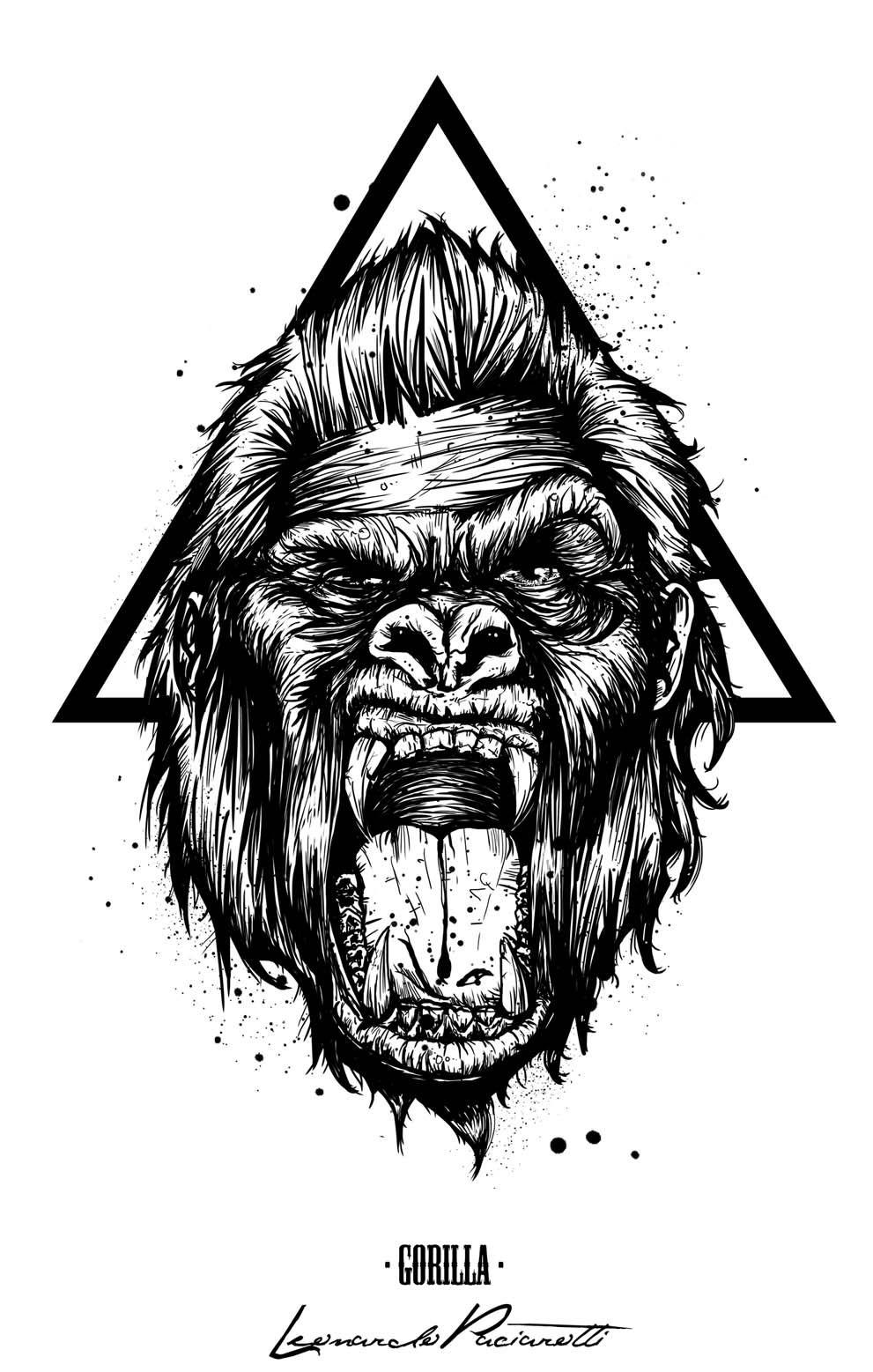 Gorilla, Tattoo, Zeichnungen, Pinterest, Tiere, 1000x1560 HD Handy