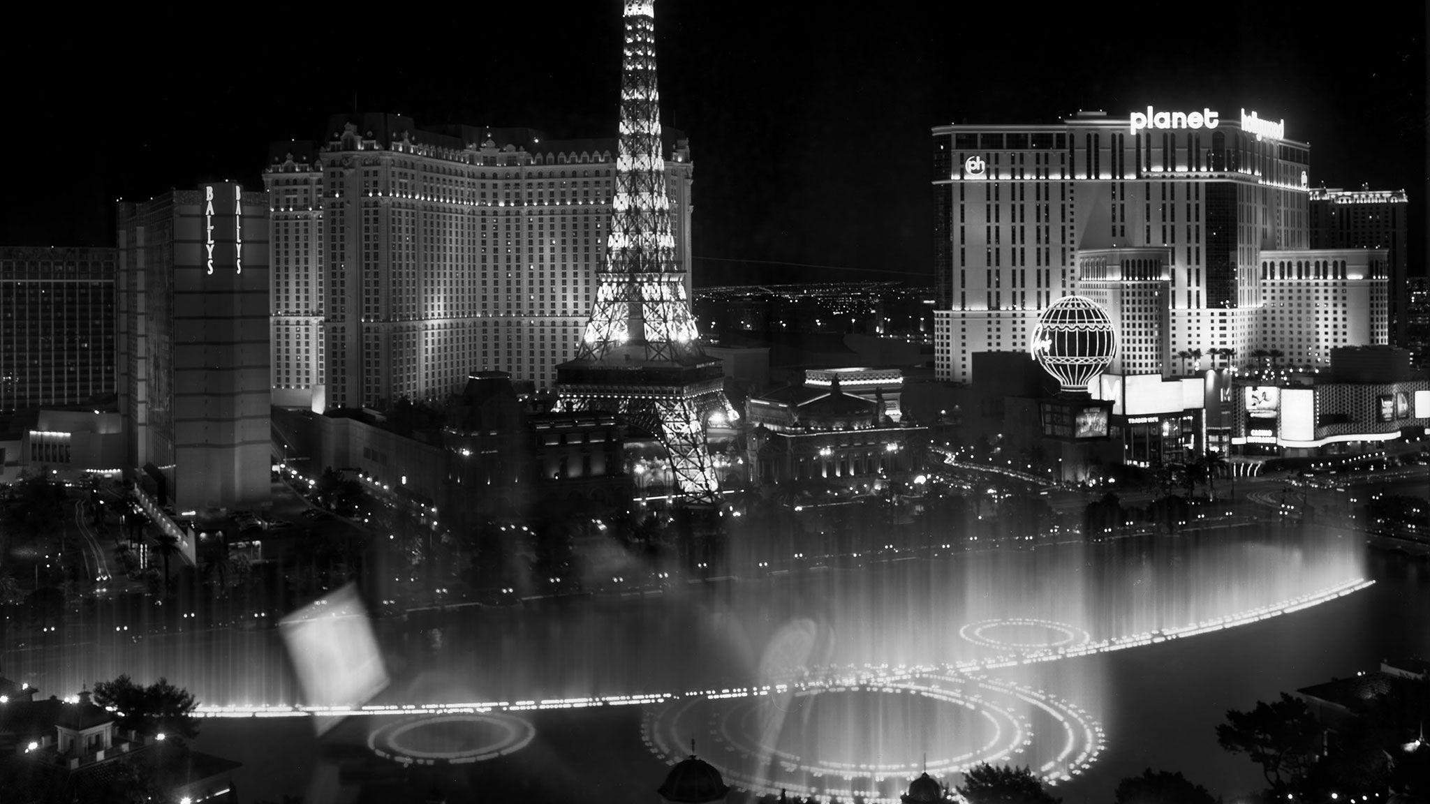 Las Vegas, Schwarzweiß, Breitbild, 4K, Hintergrund, 2050x1160 HD Desktop