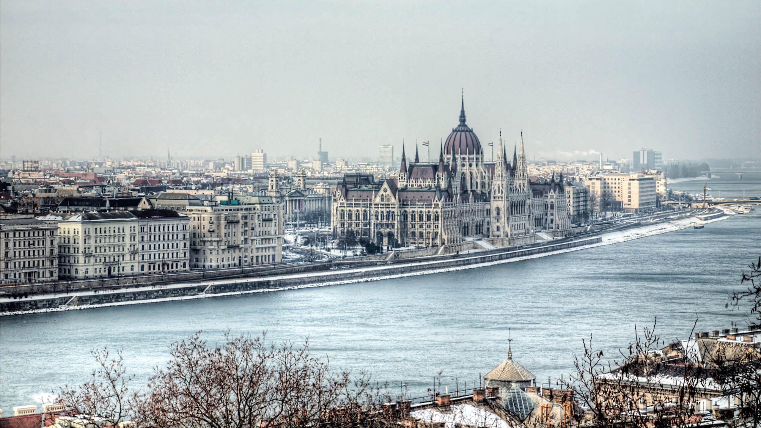 Budapest, Winterlandschaft, Donau, Schnee, Reise, 2560x1440 HD Desktop