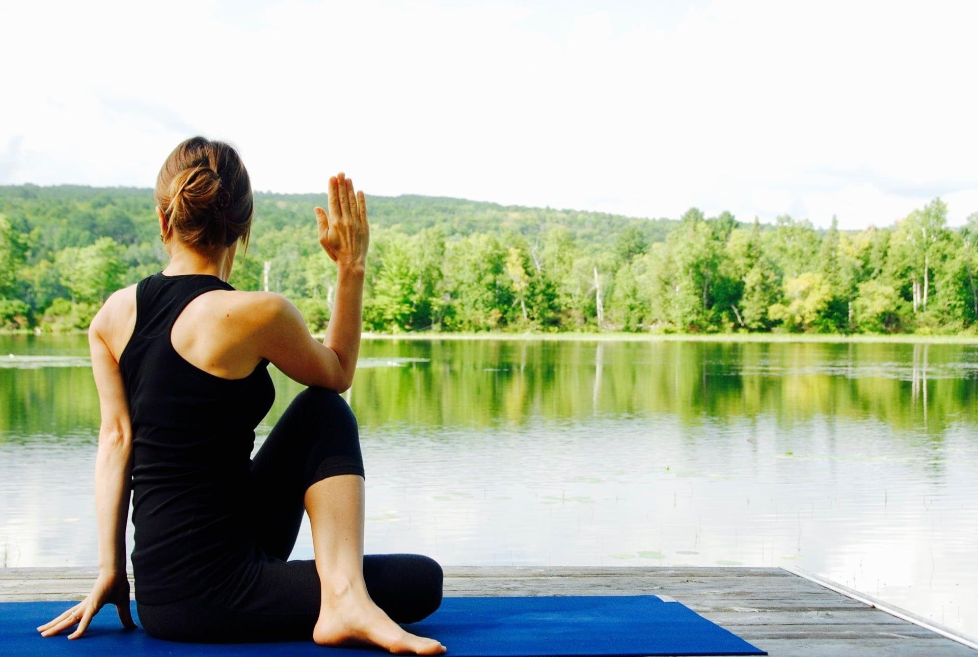 Yoga, Frau, Schwarz, Racerback, Entspannung, 1920x1290 HD Desktop