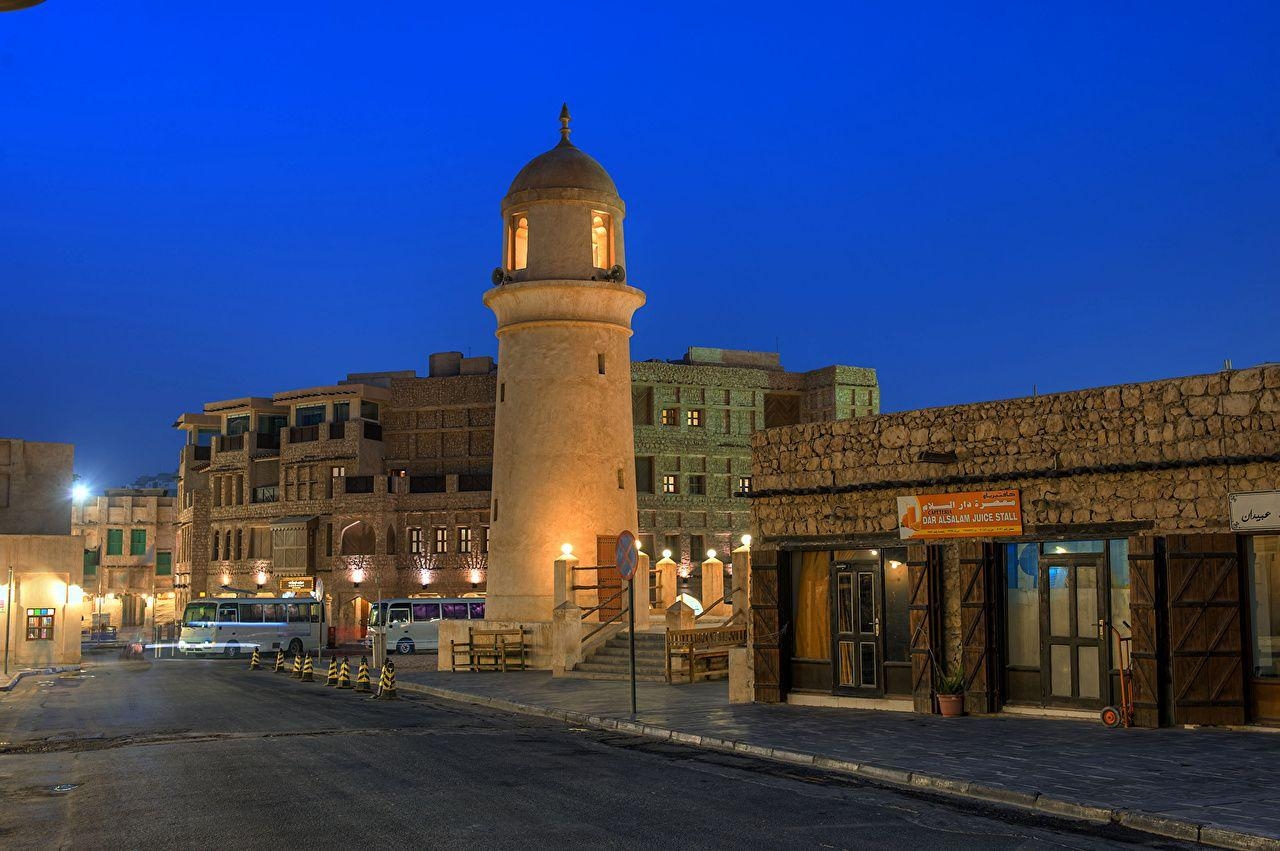 Doha, Katar, Nacht, Stadtlichter, Straßen, 1280x860 HD Desktop