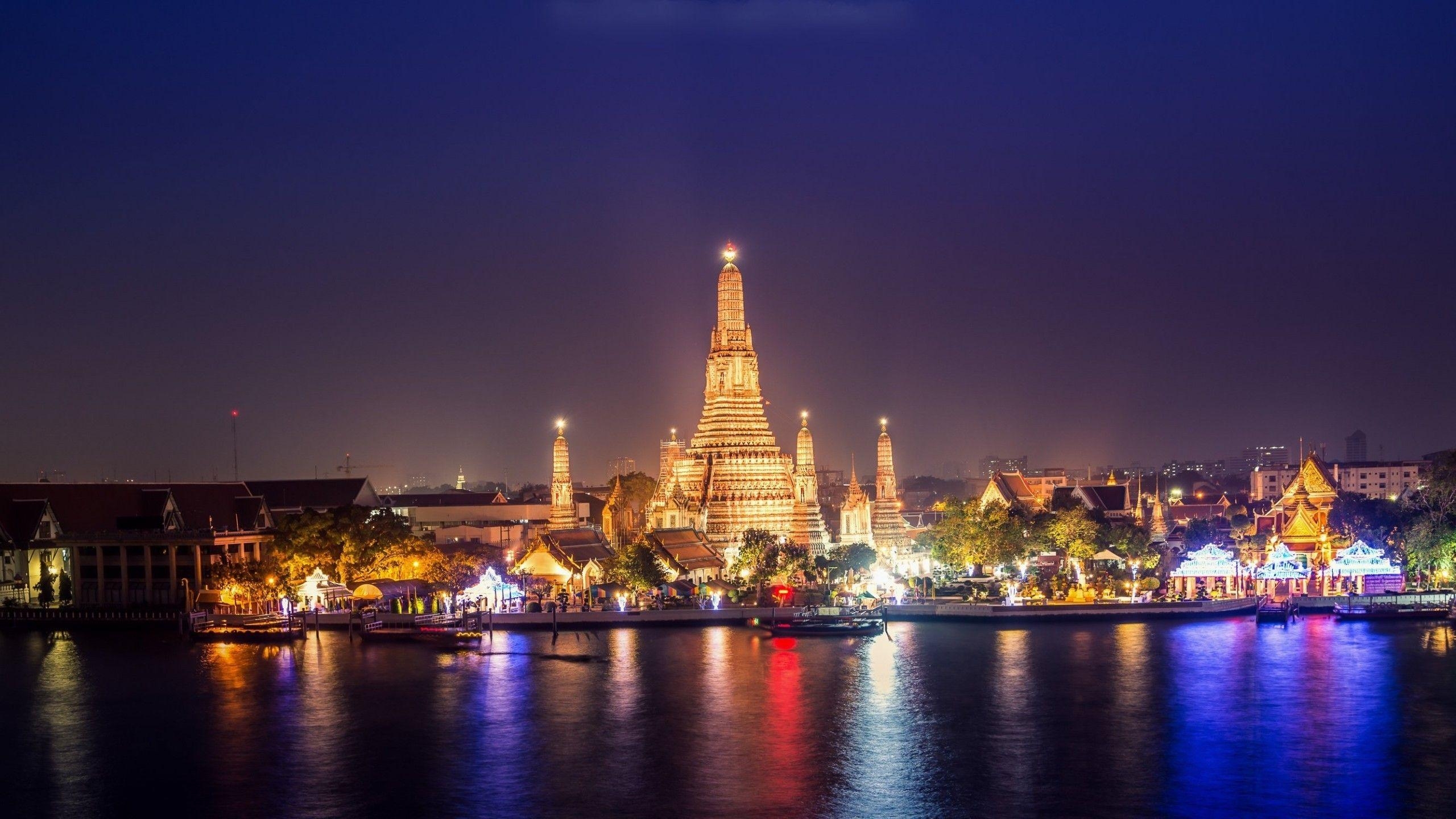 Bangkok, Thailand, Gebäude, Licht, Stadt, 2560x1440 HD Desktop