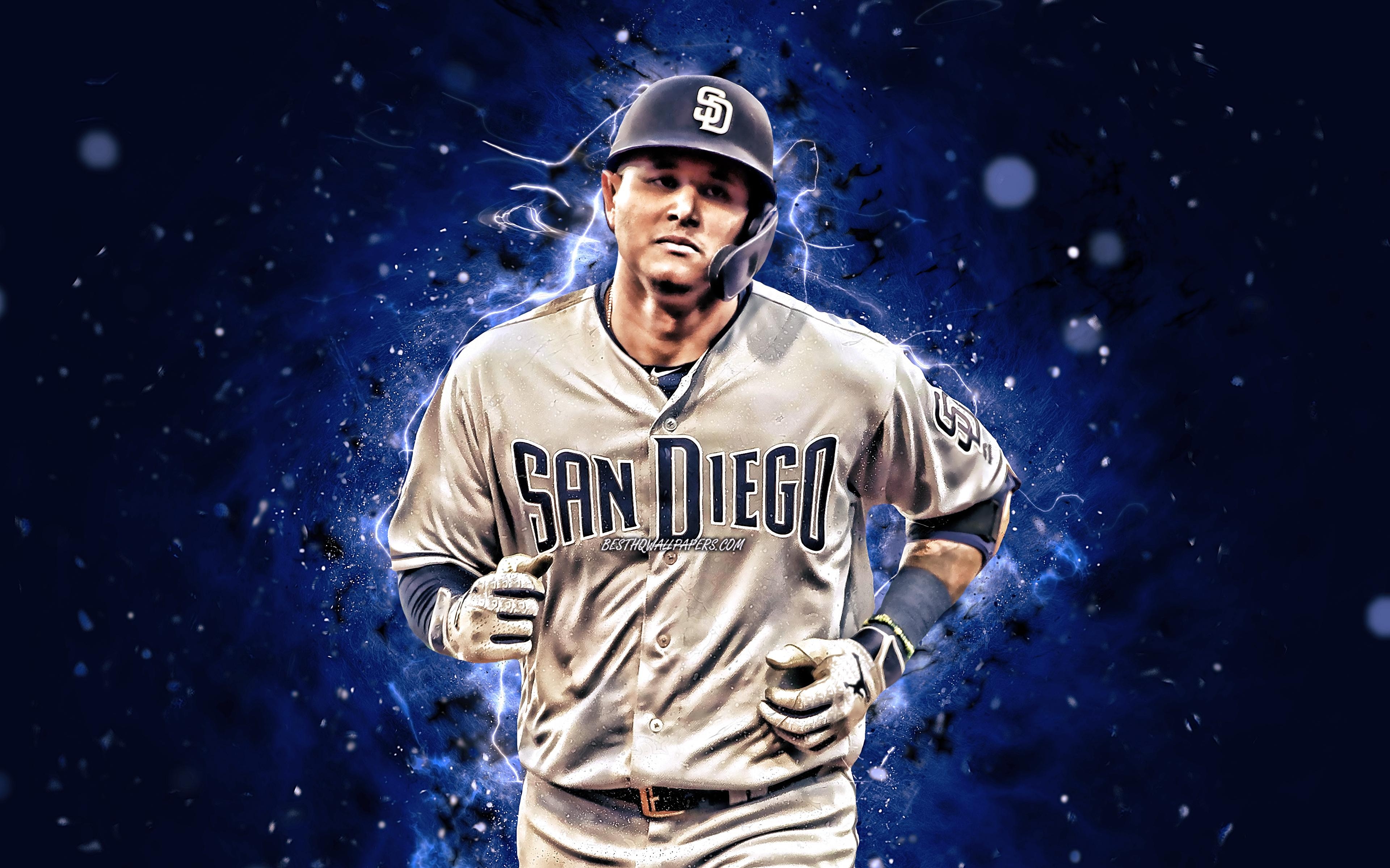 Manny Machado, 4K, MLB, San Diego, Neonlichter, 3840x2400 4K Desktop