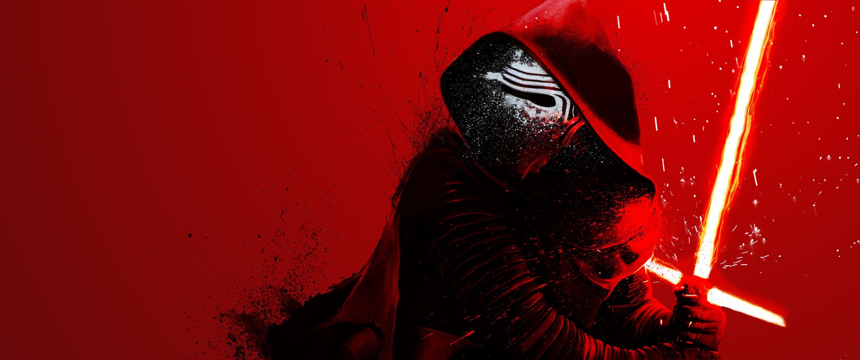 Kylo Ren, Star Wars, Lichtschwert, Sith, Dunkel, 3440x1440 Dual Screen Desktop