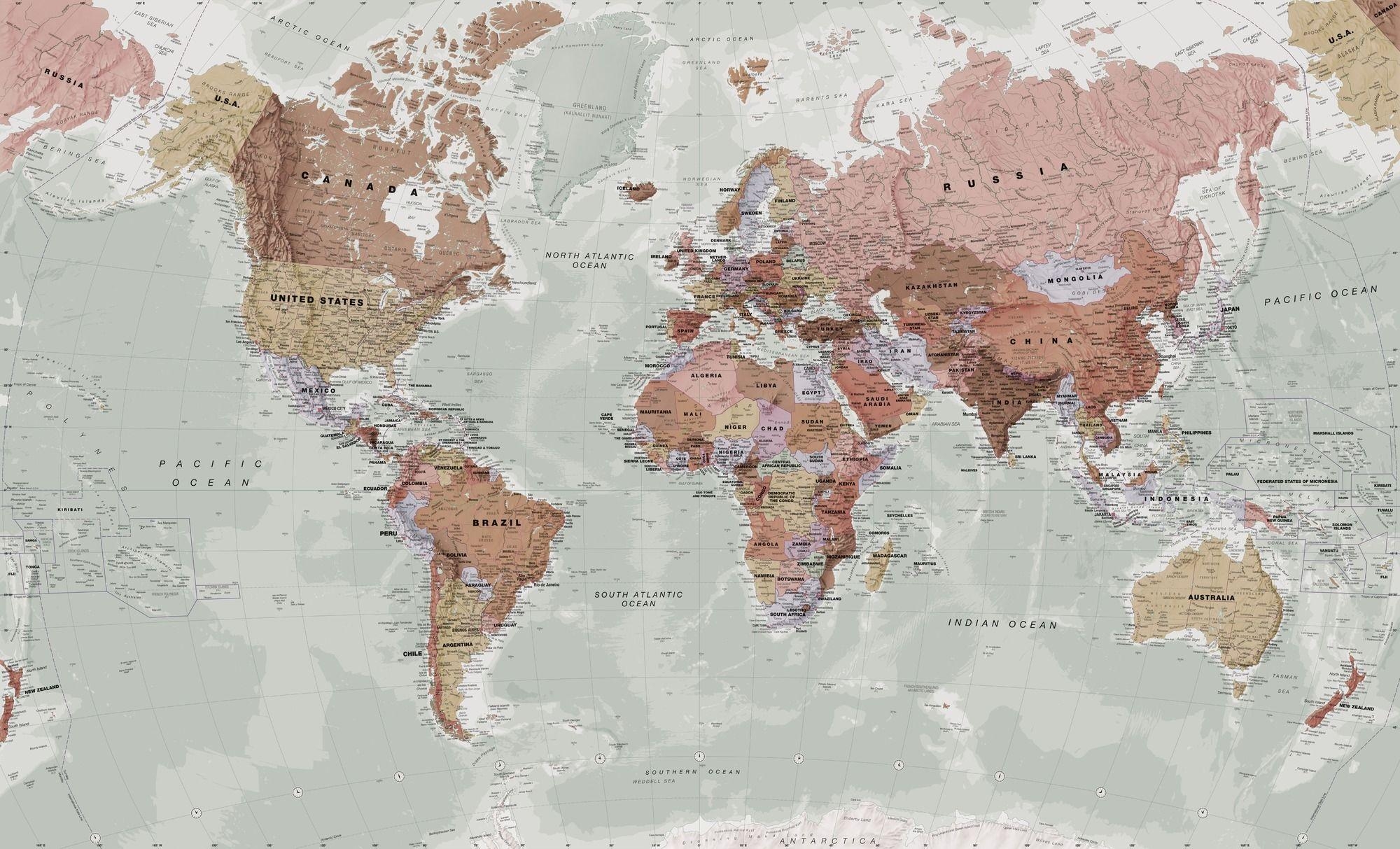 Politische Karte, Welt, Exekutiv, Wandgemälde, Reisen, 2000x1220 HD Desktop