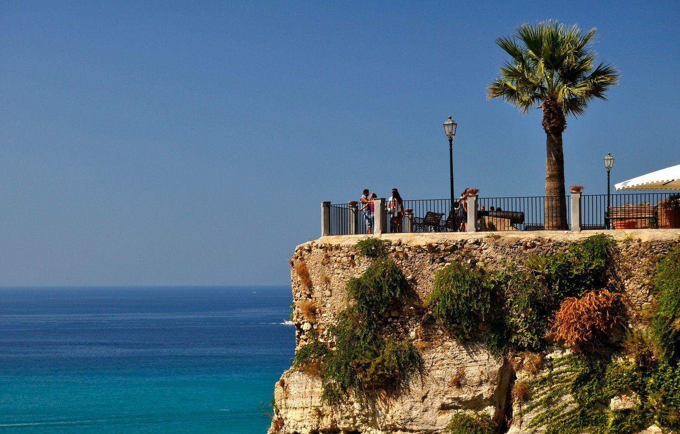 Tropea, Kalabrien, Meer, Himmel, Aussicht, 1340x850 HD Desktop