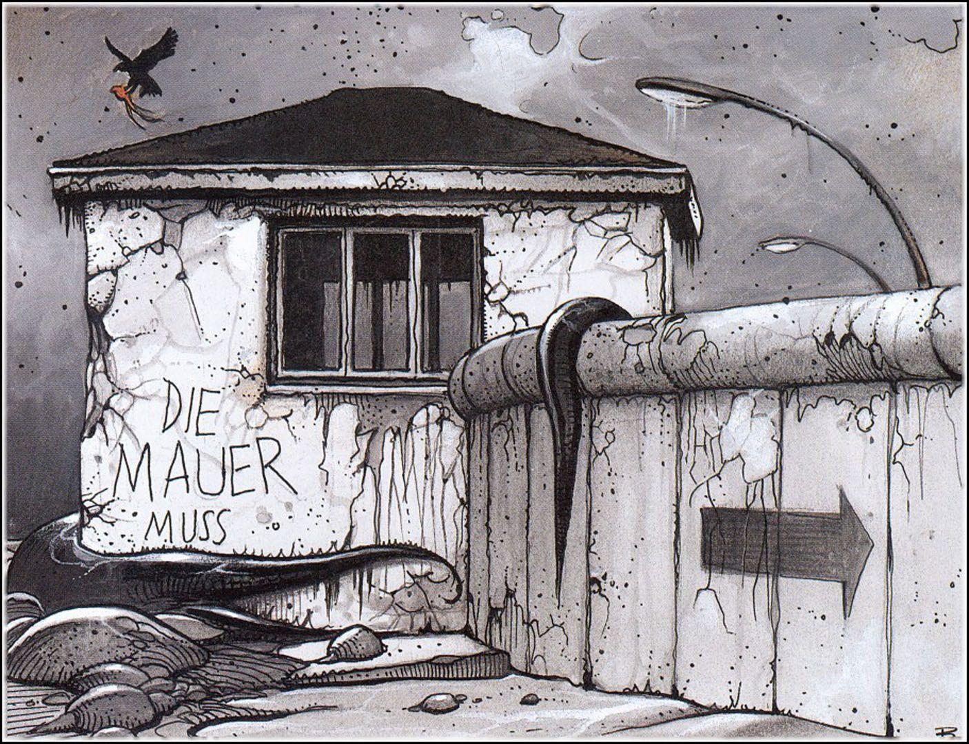 Berliner Mauer, Reisen, Enki Bilal, Kunst, Illustration, 1410x1080 HD Desktop