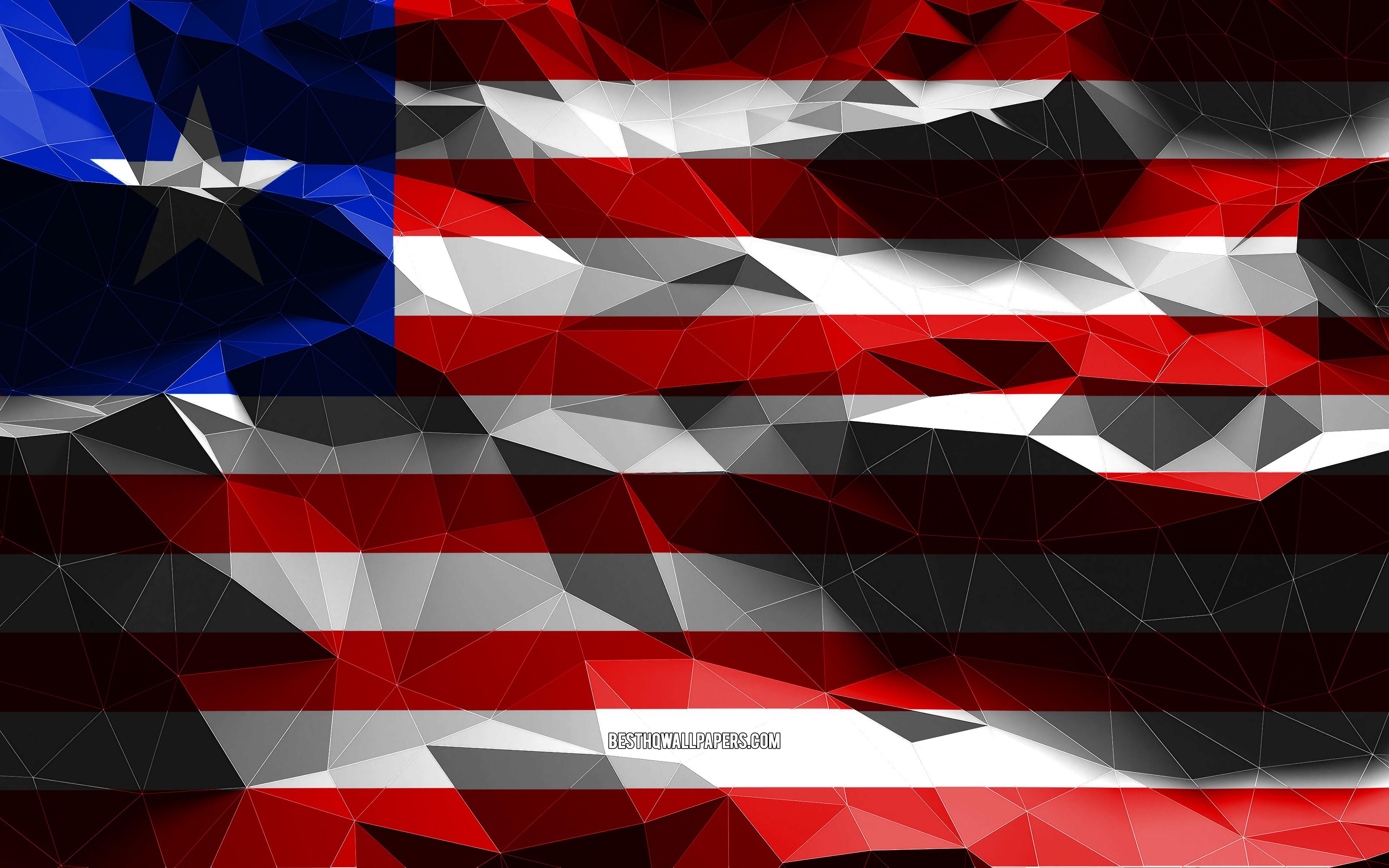 Liberia, Flagge, 3D, Poly-Art, Afrika, 3840x2400 4K Desktop