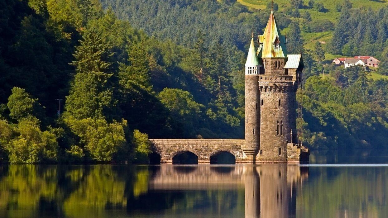 Alte Architektur, Brücke, Schloss, Wales, 1250x700 HD Desktop