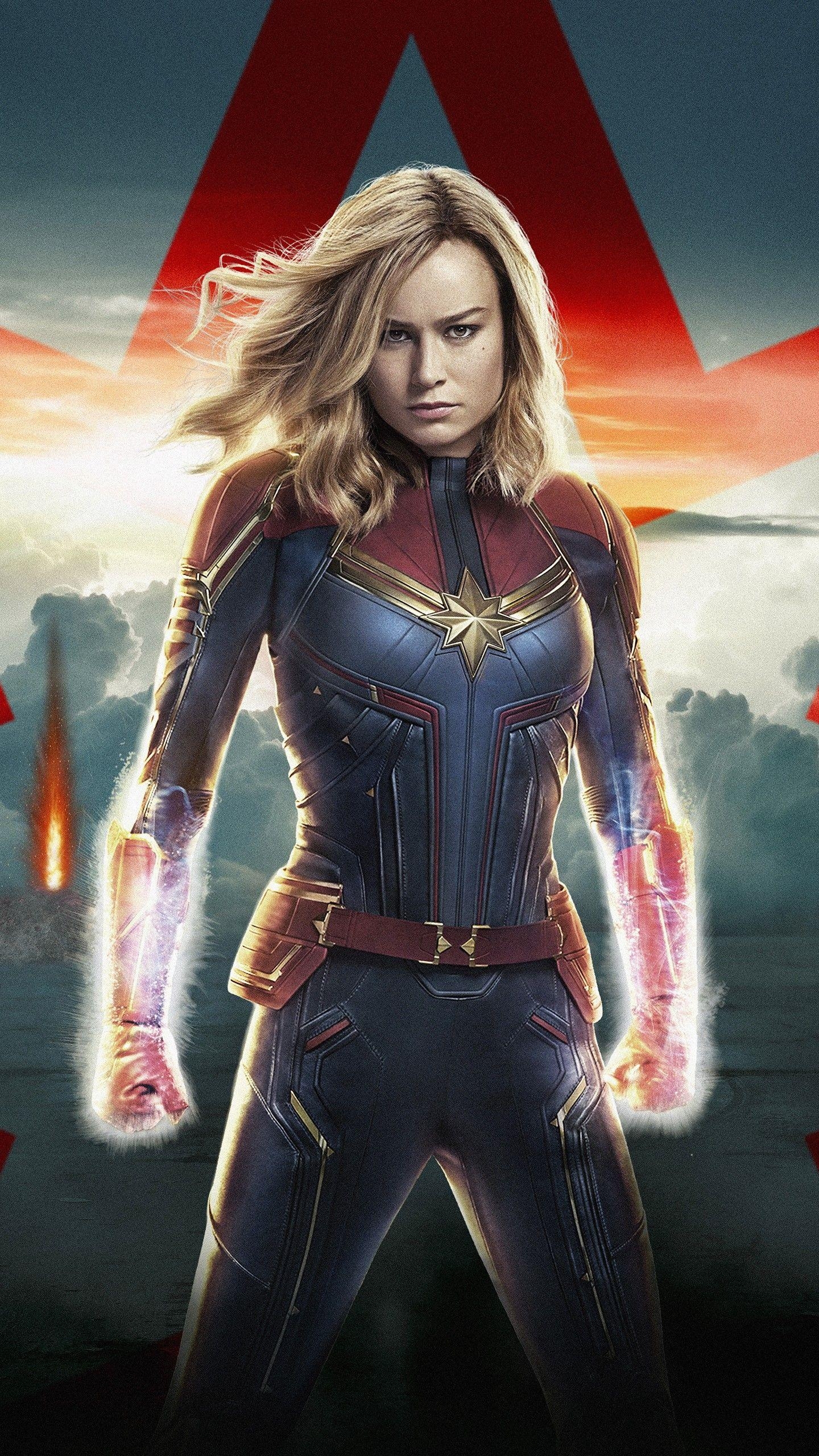 Captain Marvel, Brie Larson, 2019, Film, Marvel, 1440x2560 HD Handy